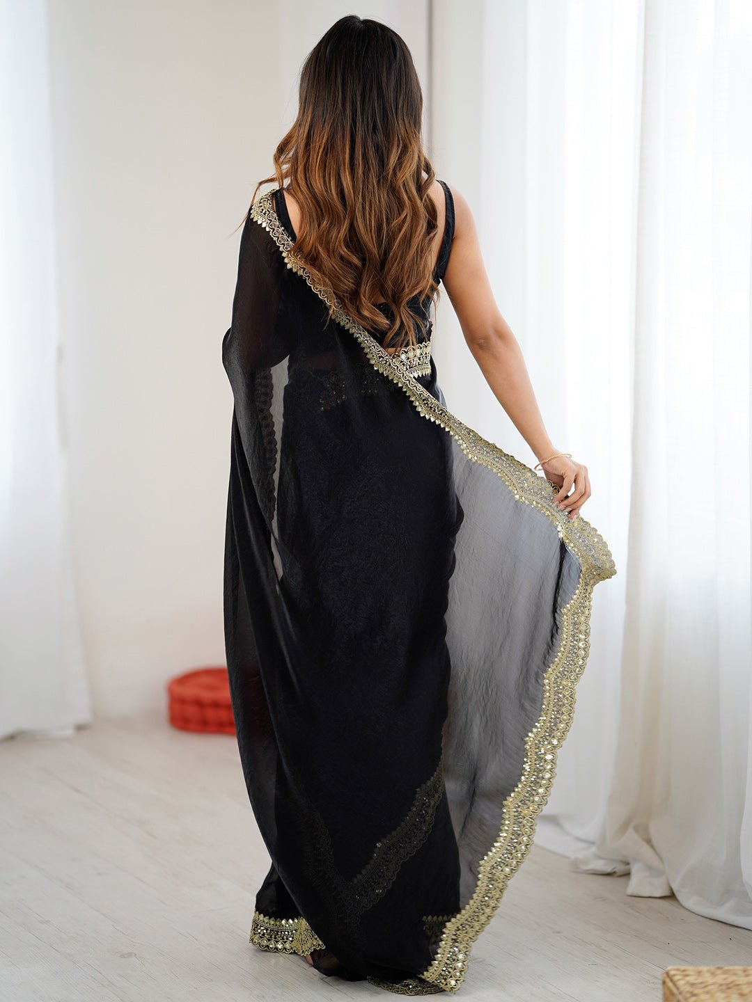 Heritage Black Silk Blend Saree - Ressa