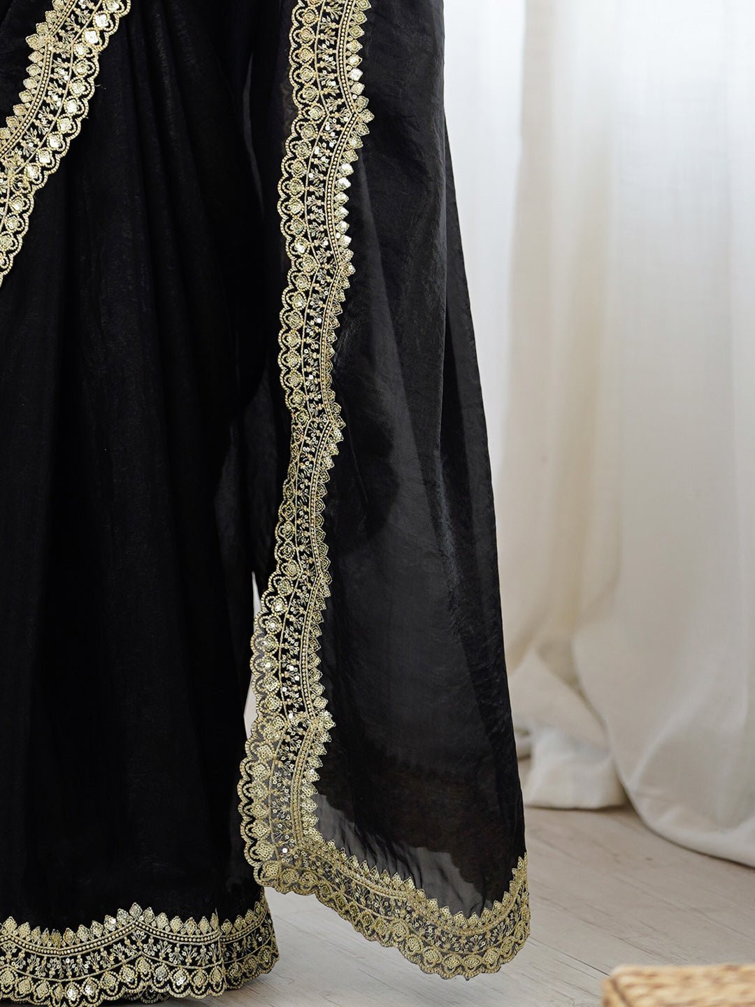 Heritage Black Silk Blend Saree - Ressa