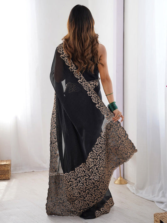 Heritage Black Silk Blend Saree - Ressa