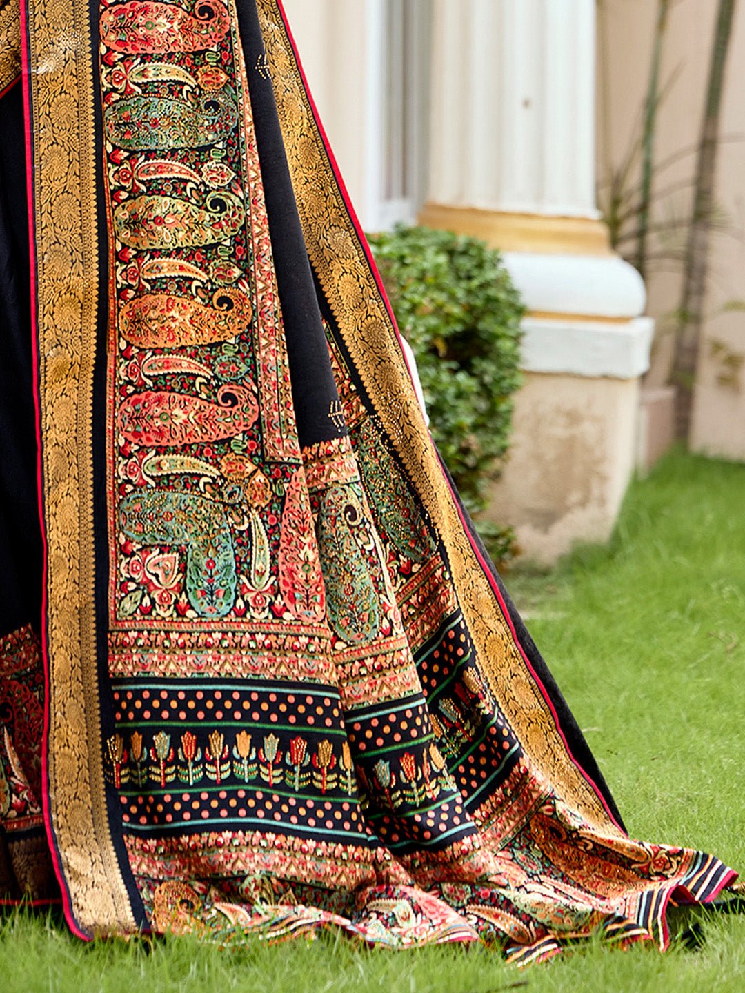 Heritage Black Silk Blend Saree - Ressa