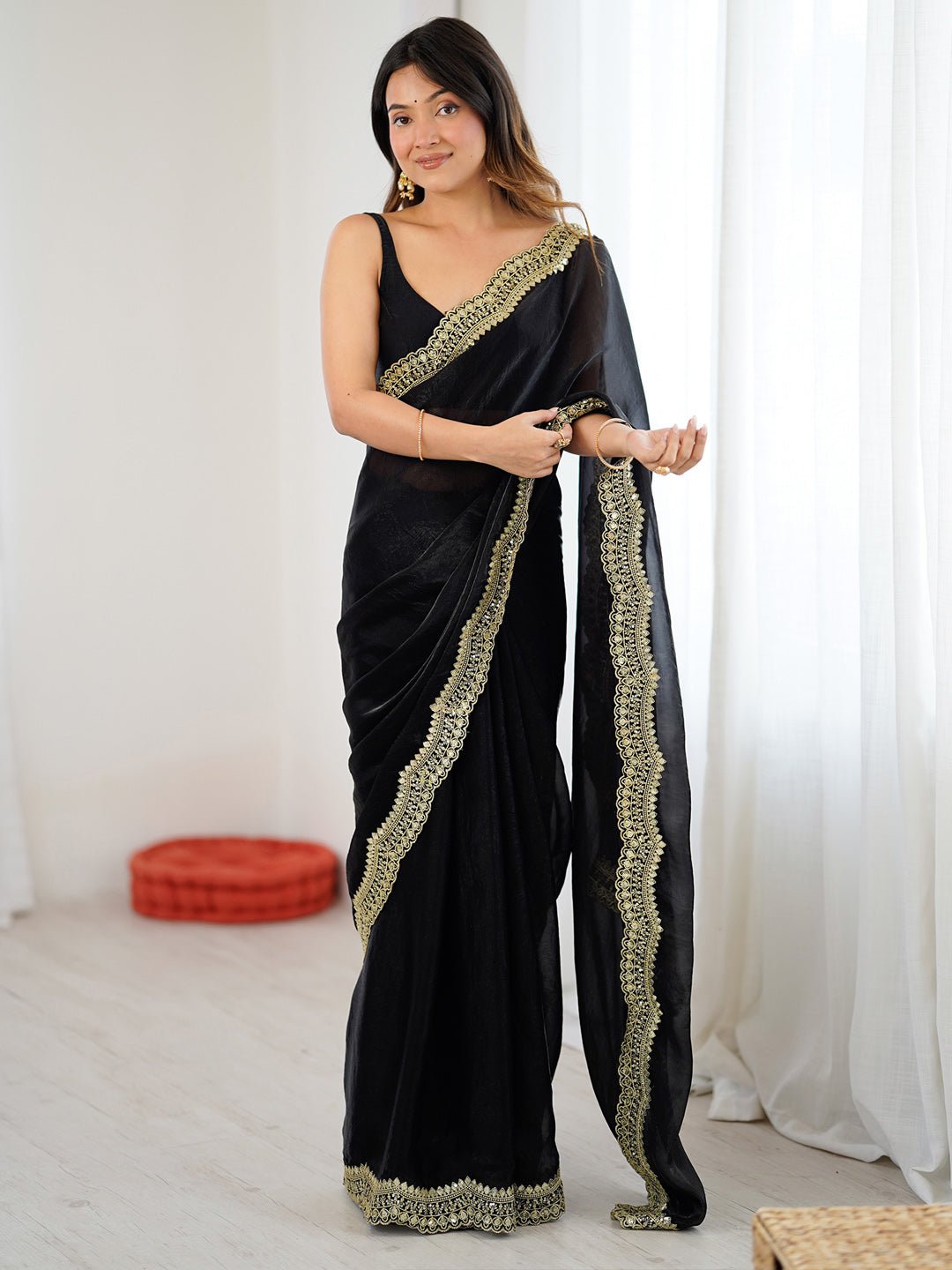 Heritage Black Silk Blend Saree - Ressa