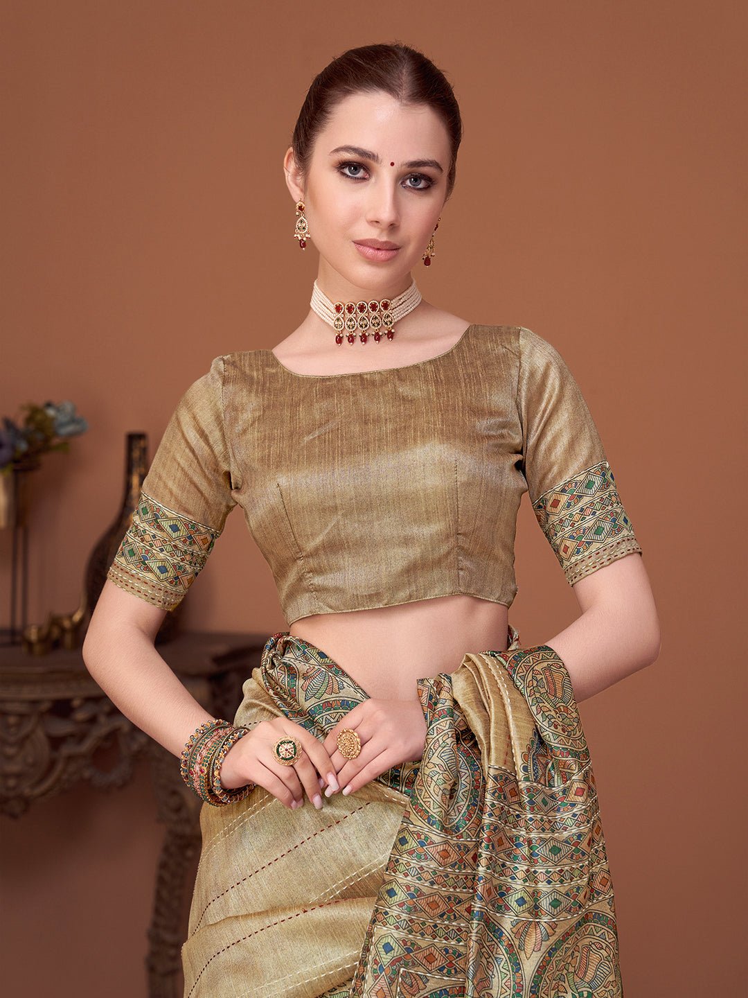 Heritage Cream Handloom Silk Blend Saree - Ressa