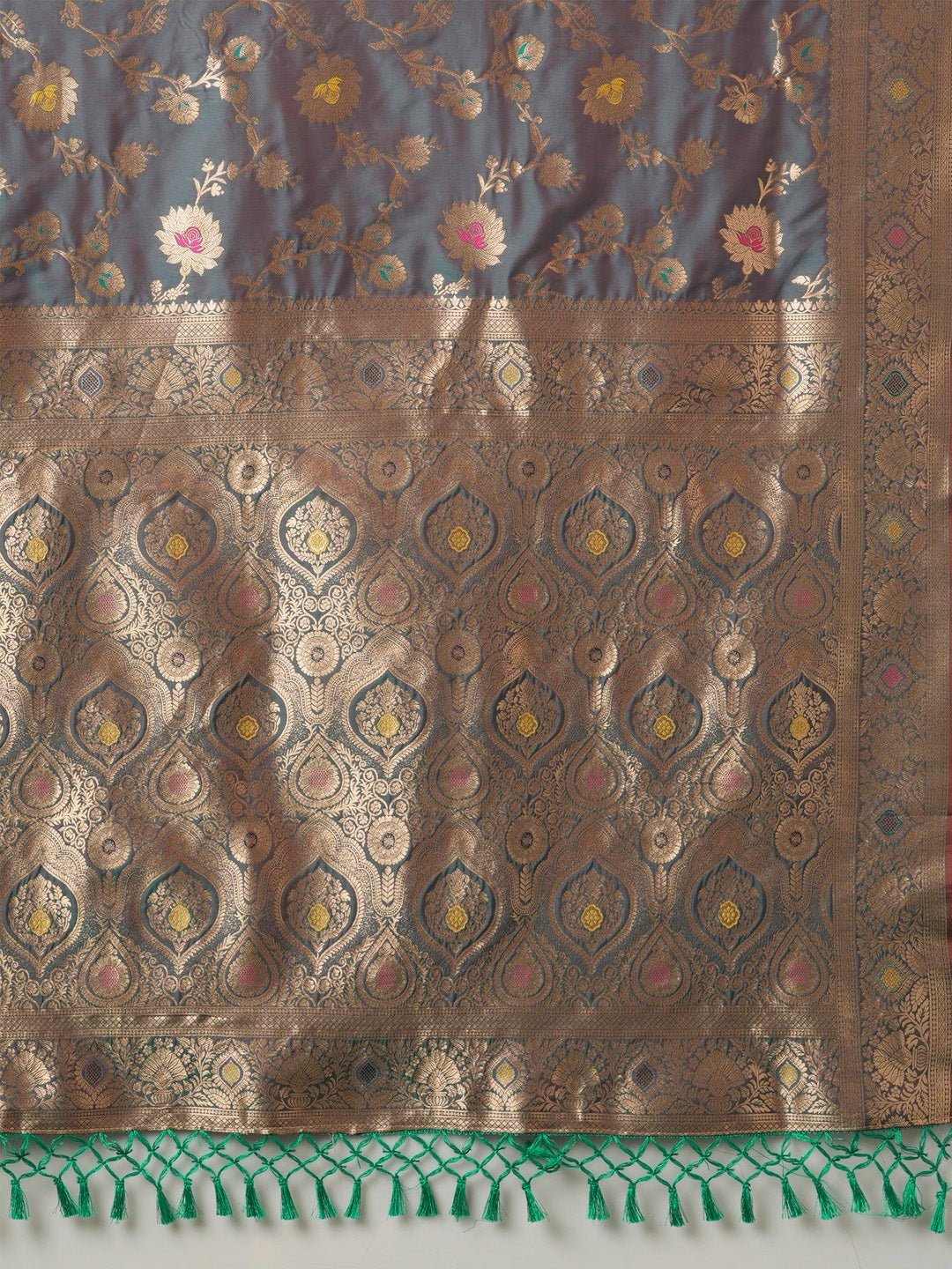 Heritage Grey Banarasi Silk Blend Saree - Ressa
