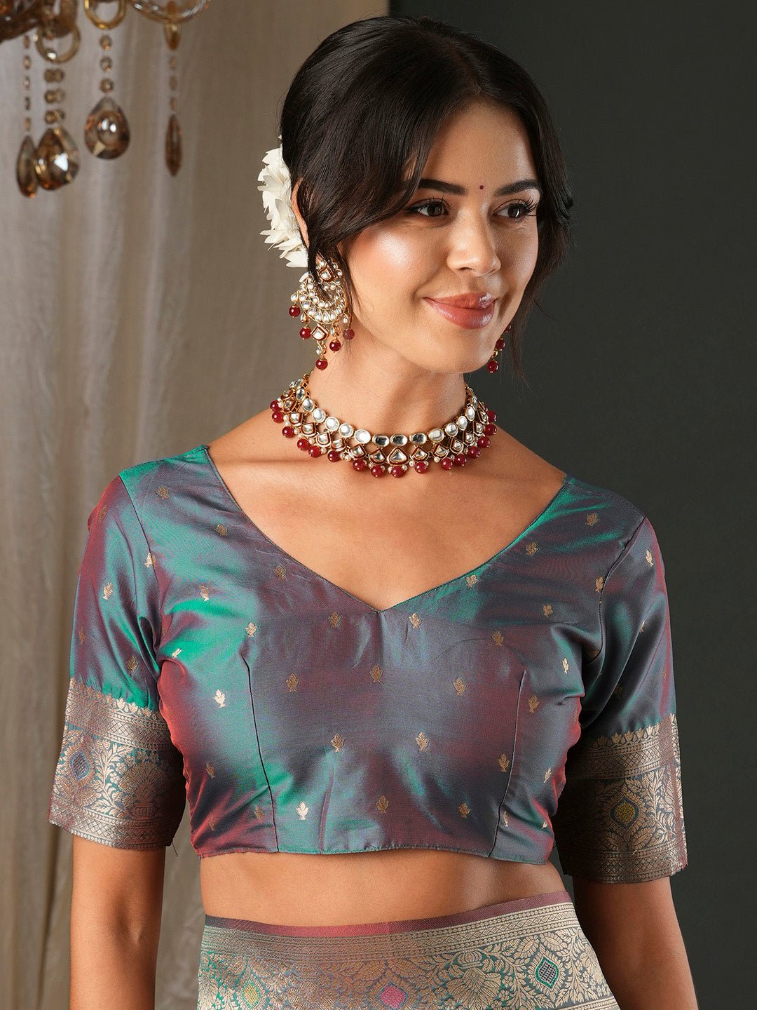 Heritage Grey Banarasi Silk Blend Saree - Ressa