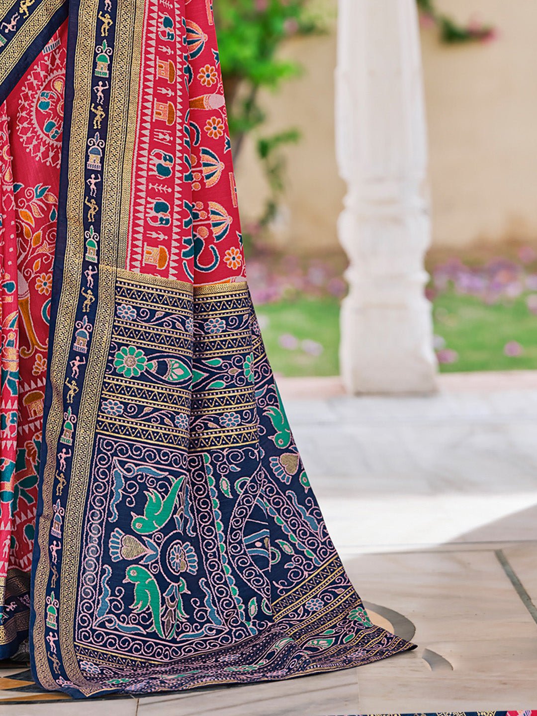 Heritage Maroon Patola Silk Blend Saree - Ressa