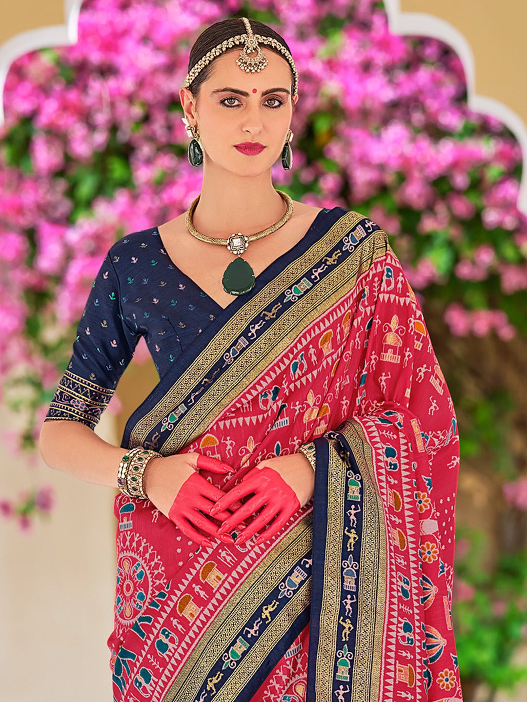 Heritage Maroon Patola Silk Blend Saree - Ressa