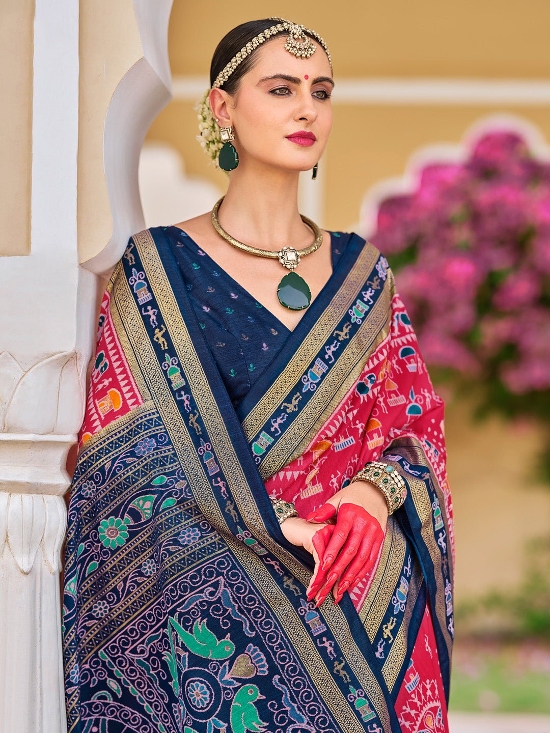 Heritage Maroon Patola Silk Blend Saree - Ressa