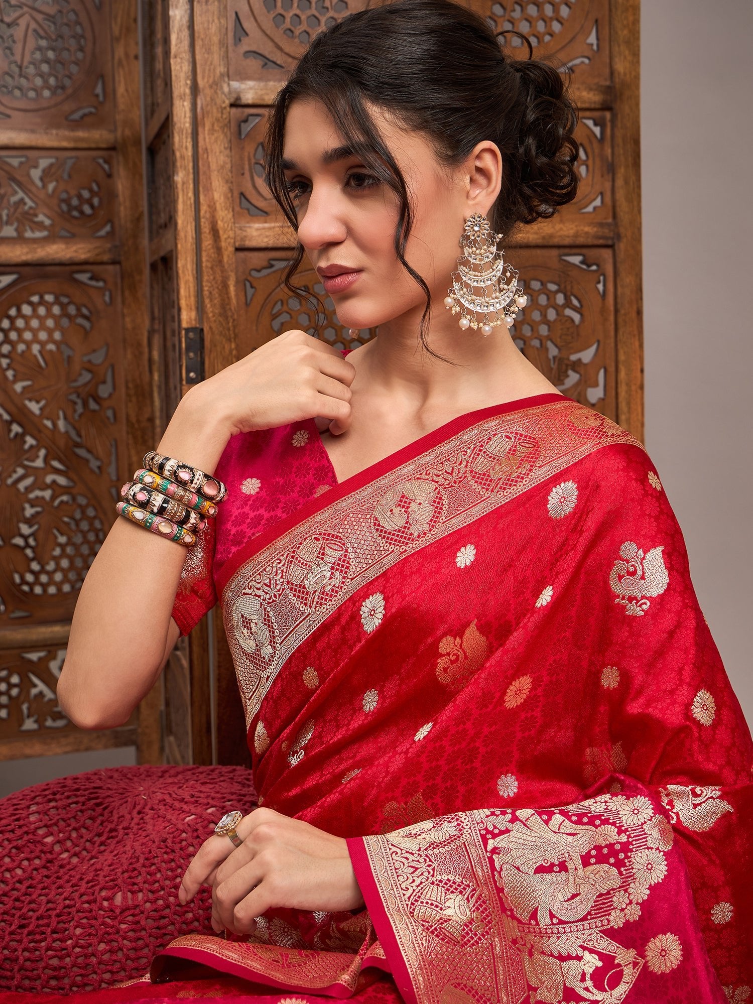 Heritage Maroon Silk Blend Saree - Ressa