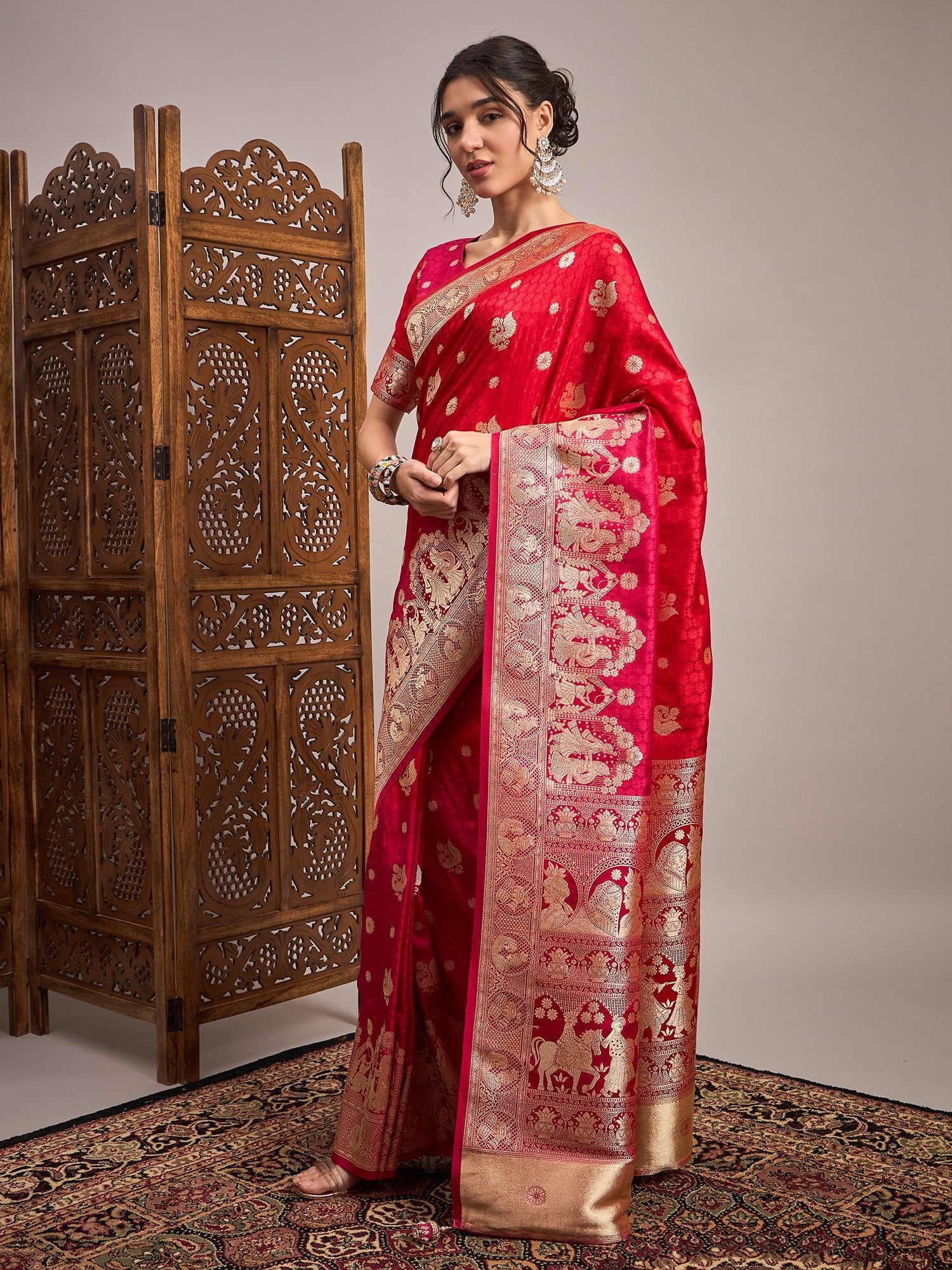 Heritage Maroon Silk Blend Saree - Ressa