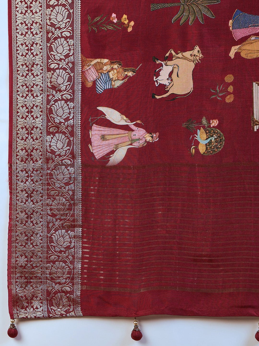 Heritage Maroon Silk Blend Saree - Ressa