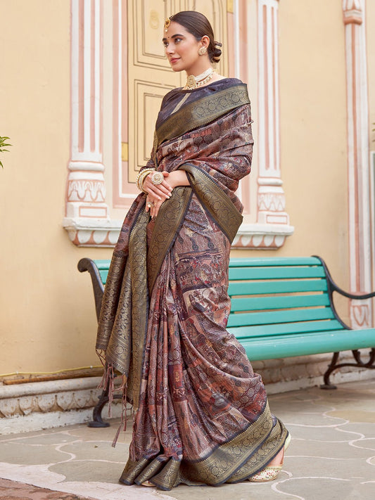 Heritage Maroon Silk Blend Saree - Ressa