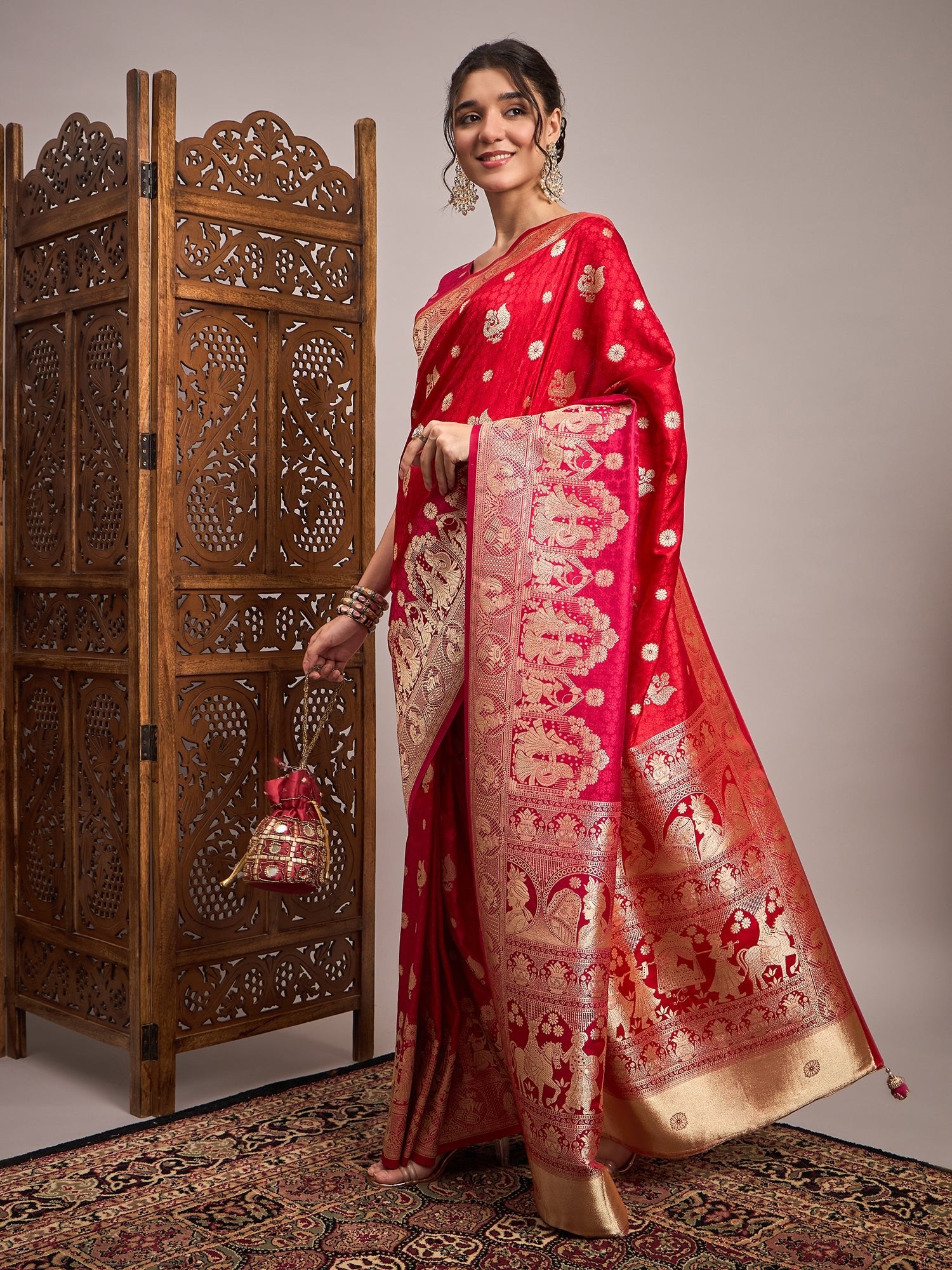 Heritage Maroon Silk Blend Saree - Ressa
