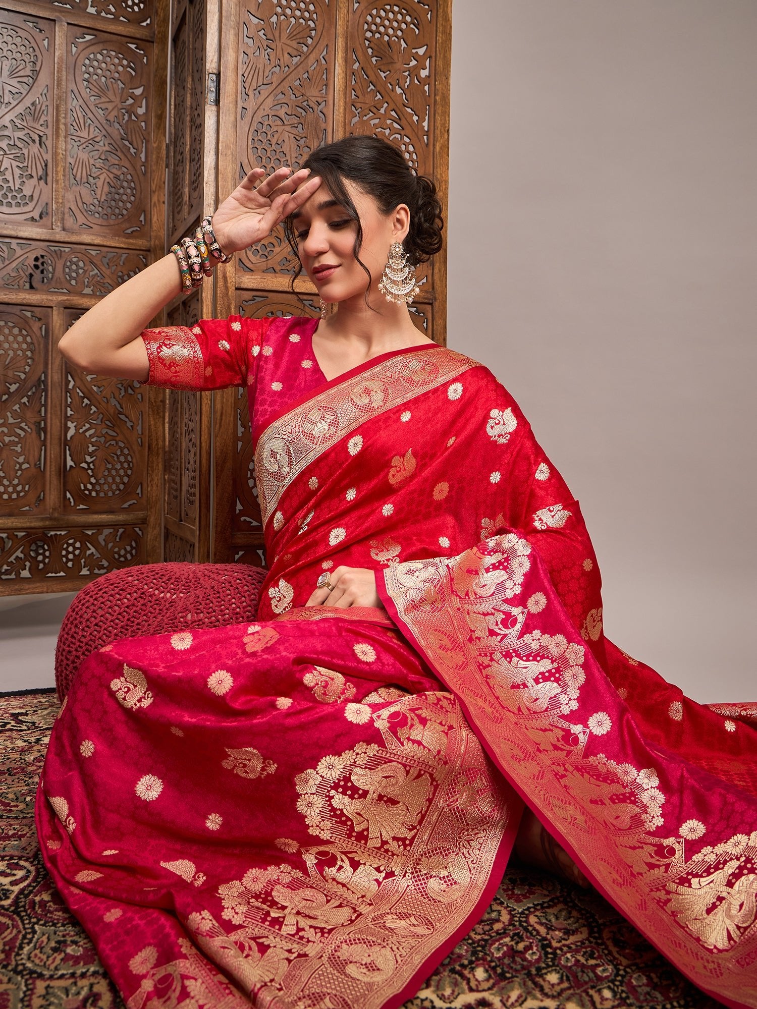 Heritage Maroon Silk Blend Saree - Ressa