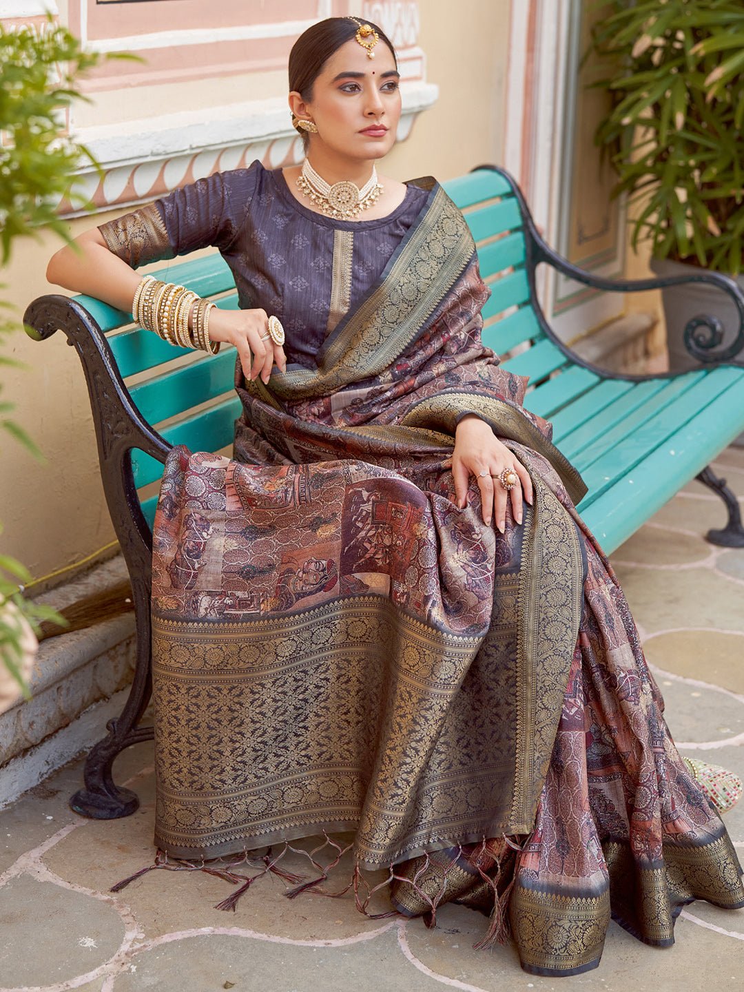 Heritage Maroon Silk Blend Saree - Ressa