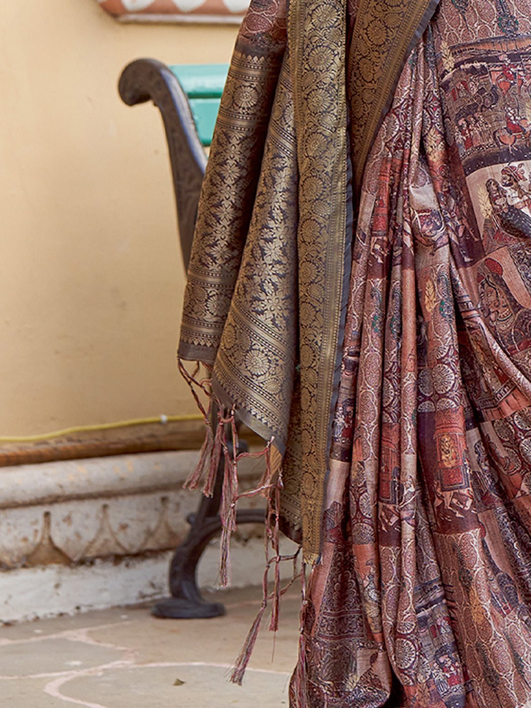 Heritage Maroon Silk Blend Saree - Ressa