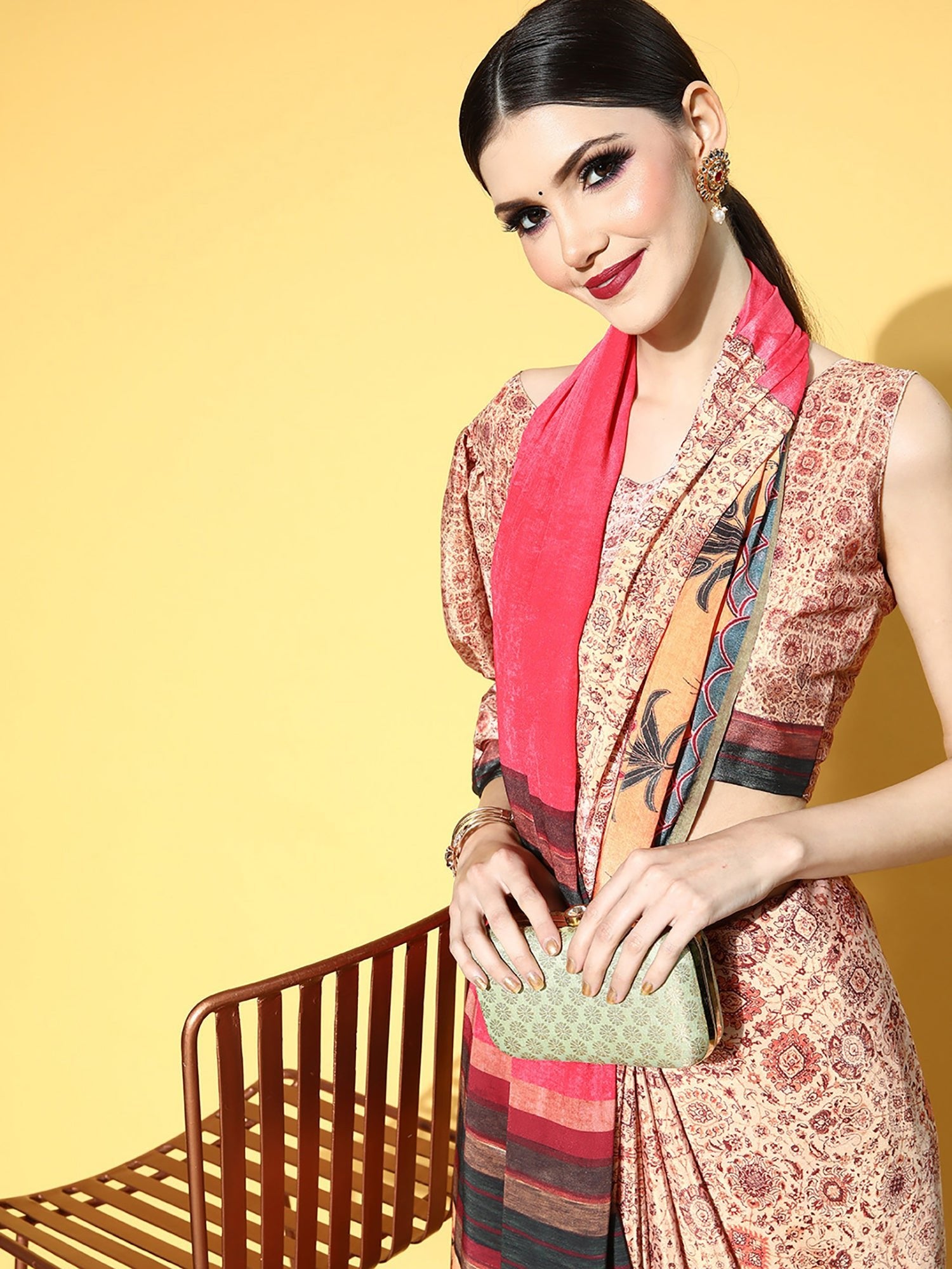 Heritage Off-White and Peach Silk Blend Saree - Ressa