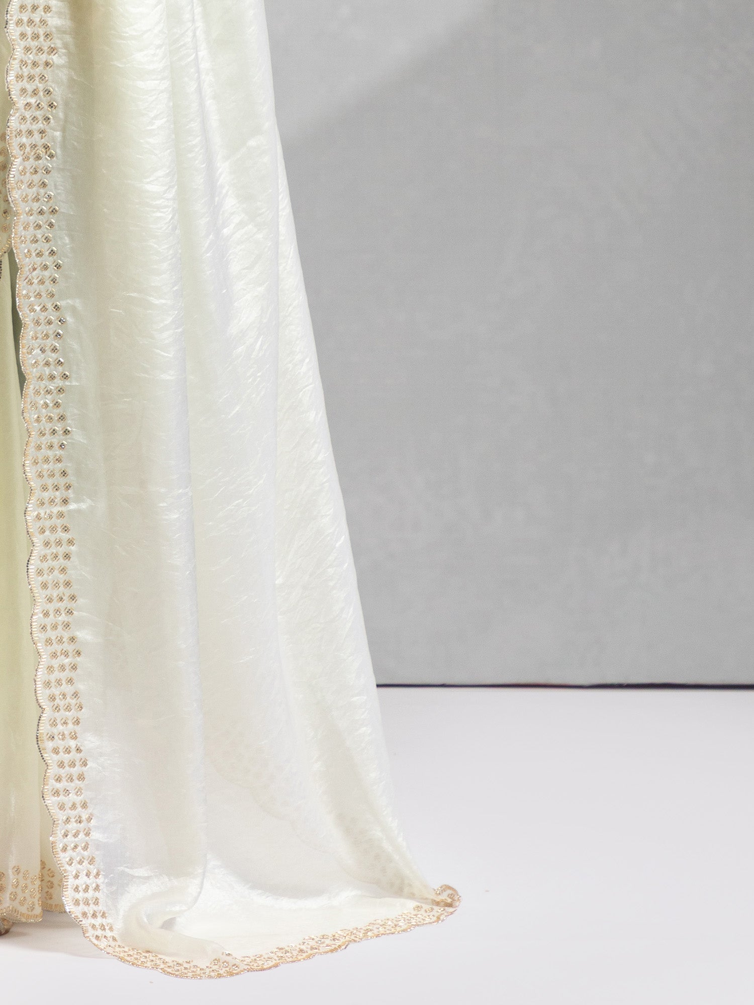 Heritage Off-White Fendi Satin Saree - Ressa