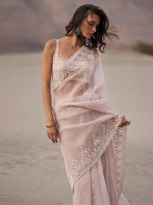 Heritage Off-White Silk Blend Saree - Ressa