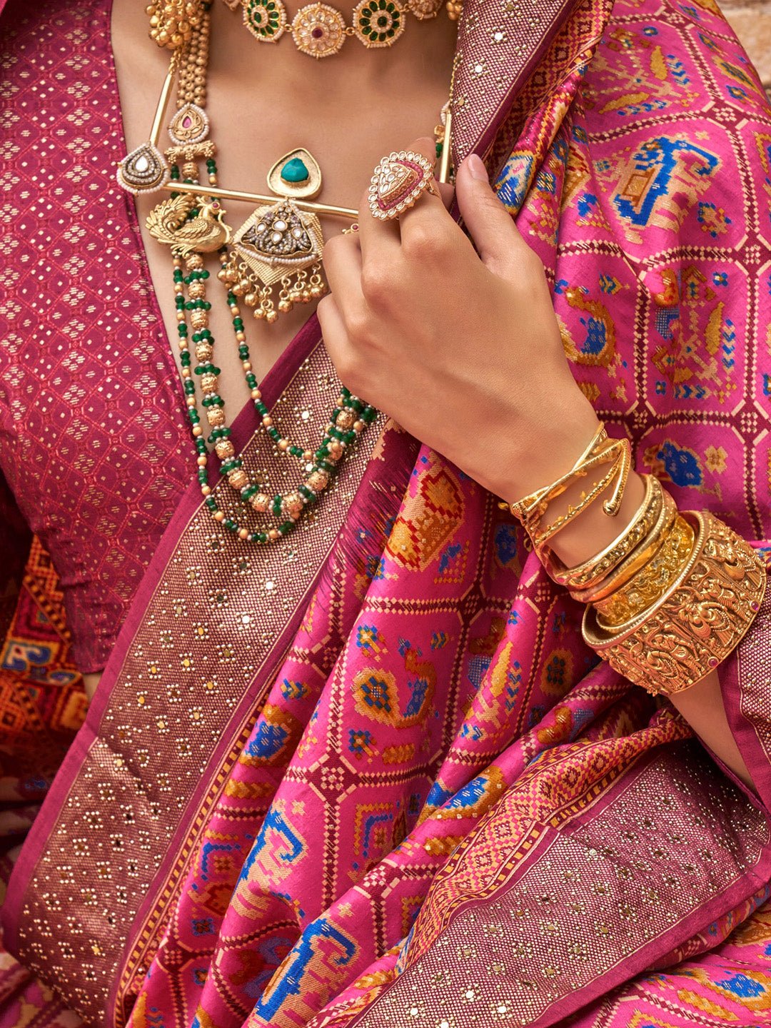Heritage Pink Patola Silk Saree - Ressa