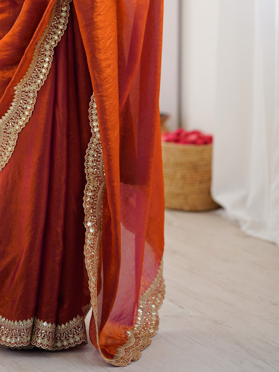 Heritage Rust Silk Blend Saree - Ressa