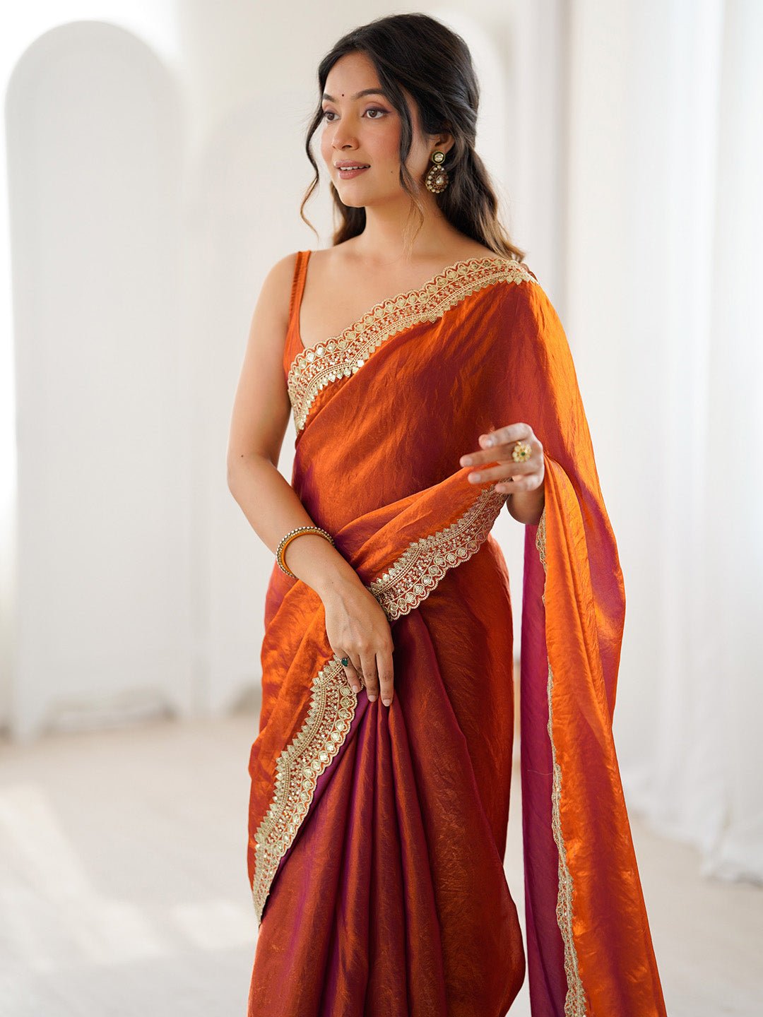 Heritage Rust Silk Blend Saree - Ressa