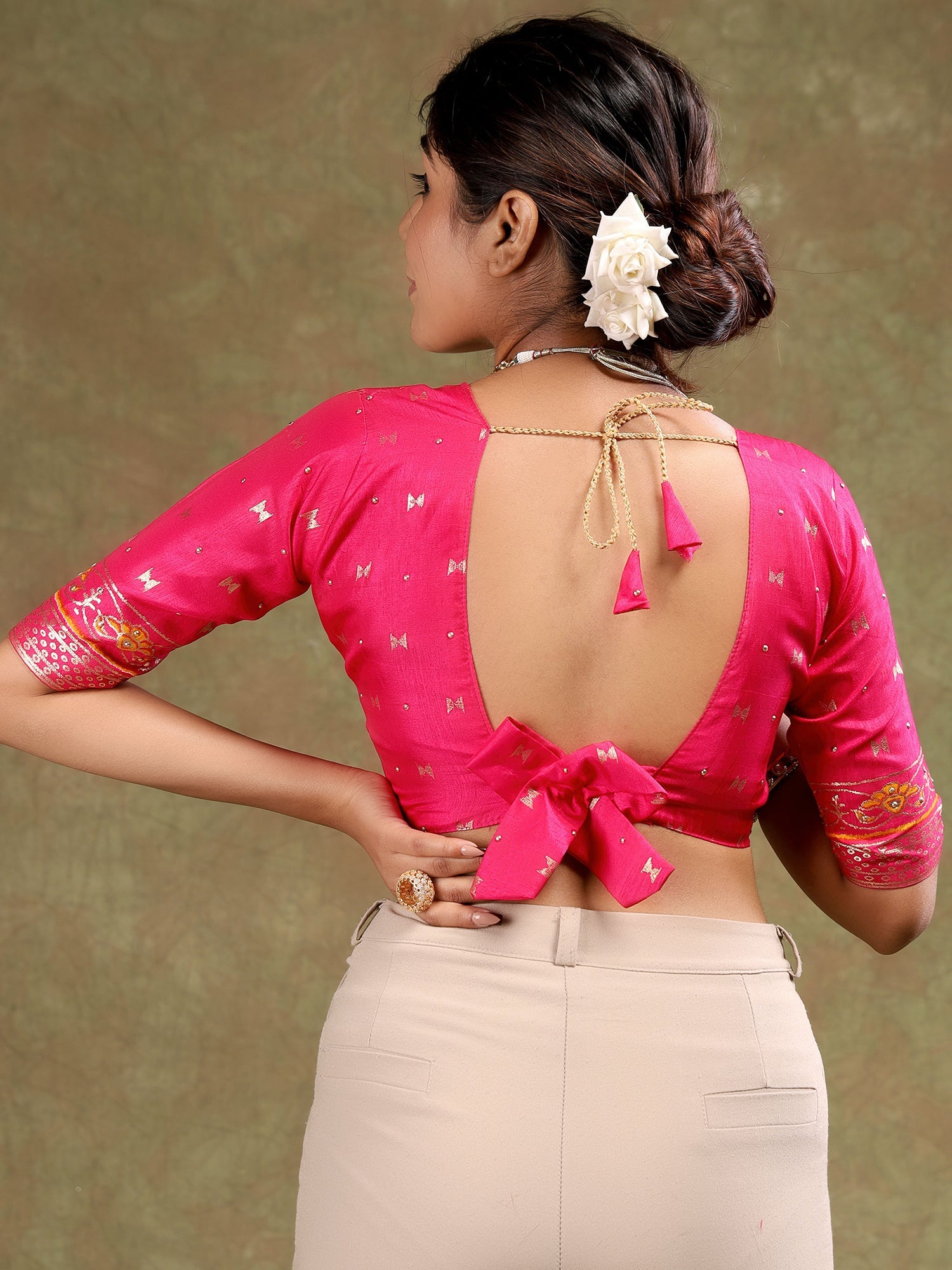 Heritage Sage Green and Pink Patola Silk Blend Saree - Ressa