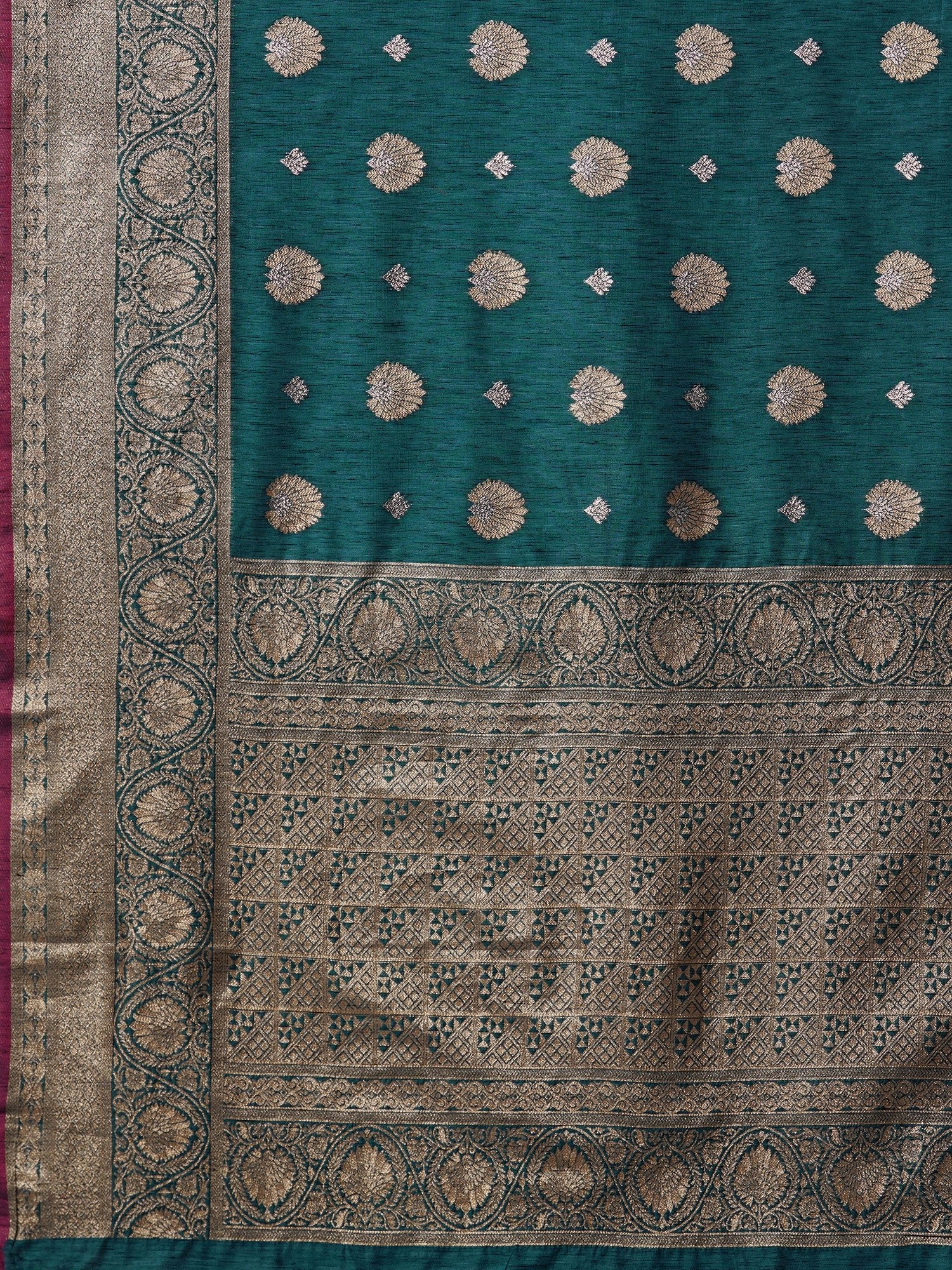 Heritage Teal Silk Blend Banarasi Saree - Ressa