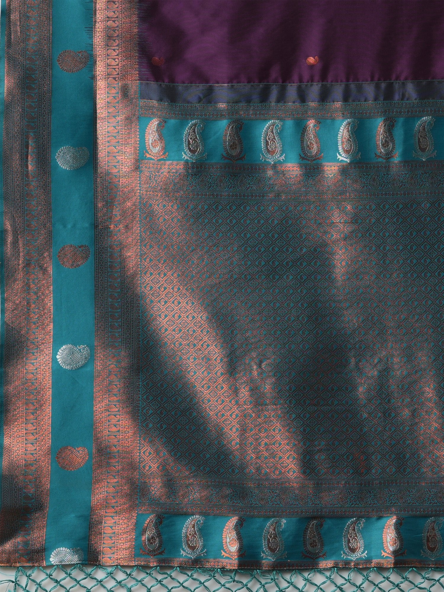 Heritage Violet Banarasi Silk Blend Saree - Ressa