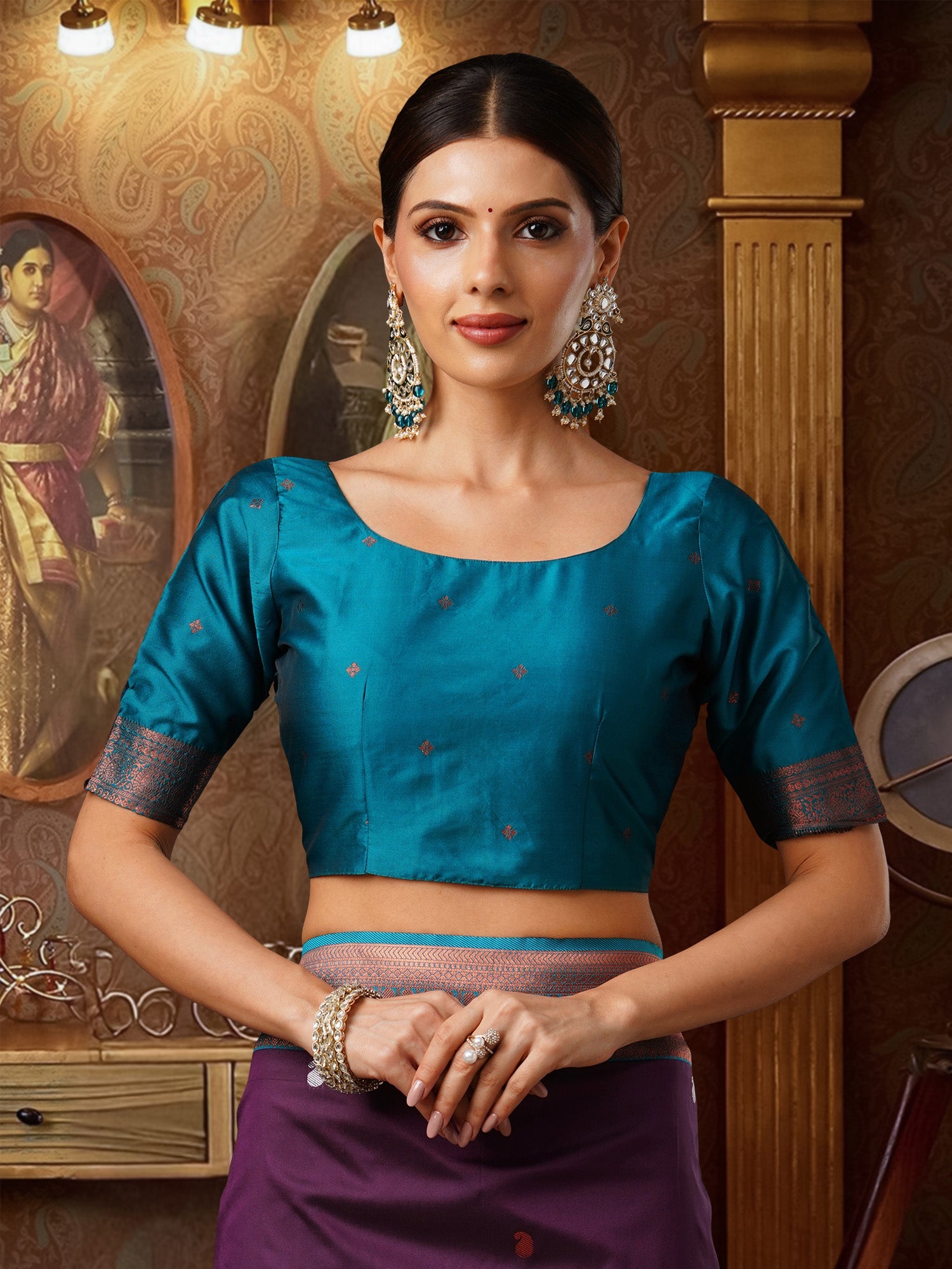 Heritage Violet Banarasi Silk Blend Saree - Ressa