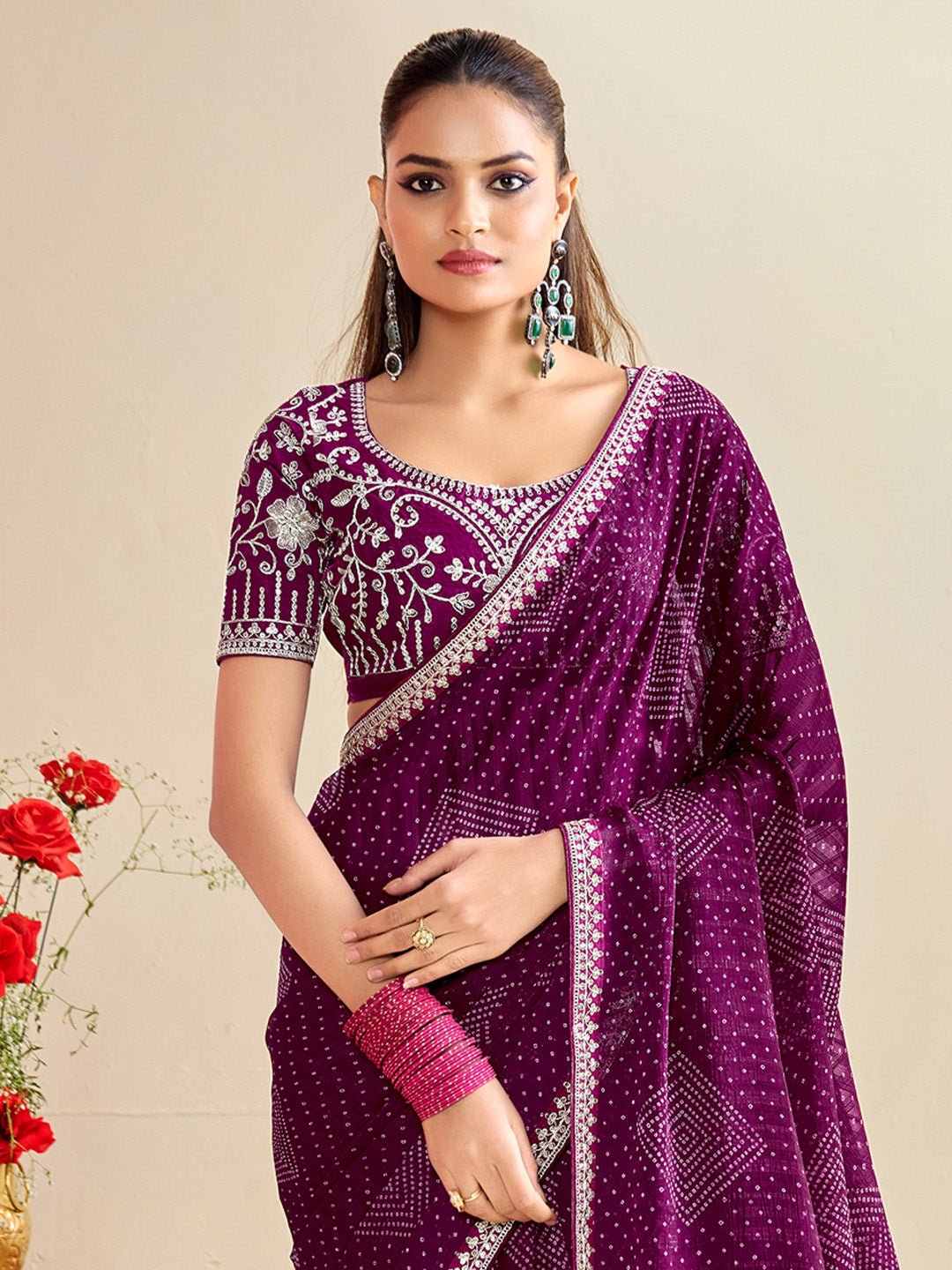 Heritage Violet Silk Blend Saree - Ressa