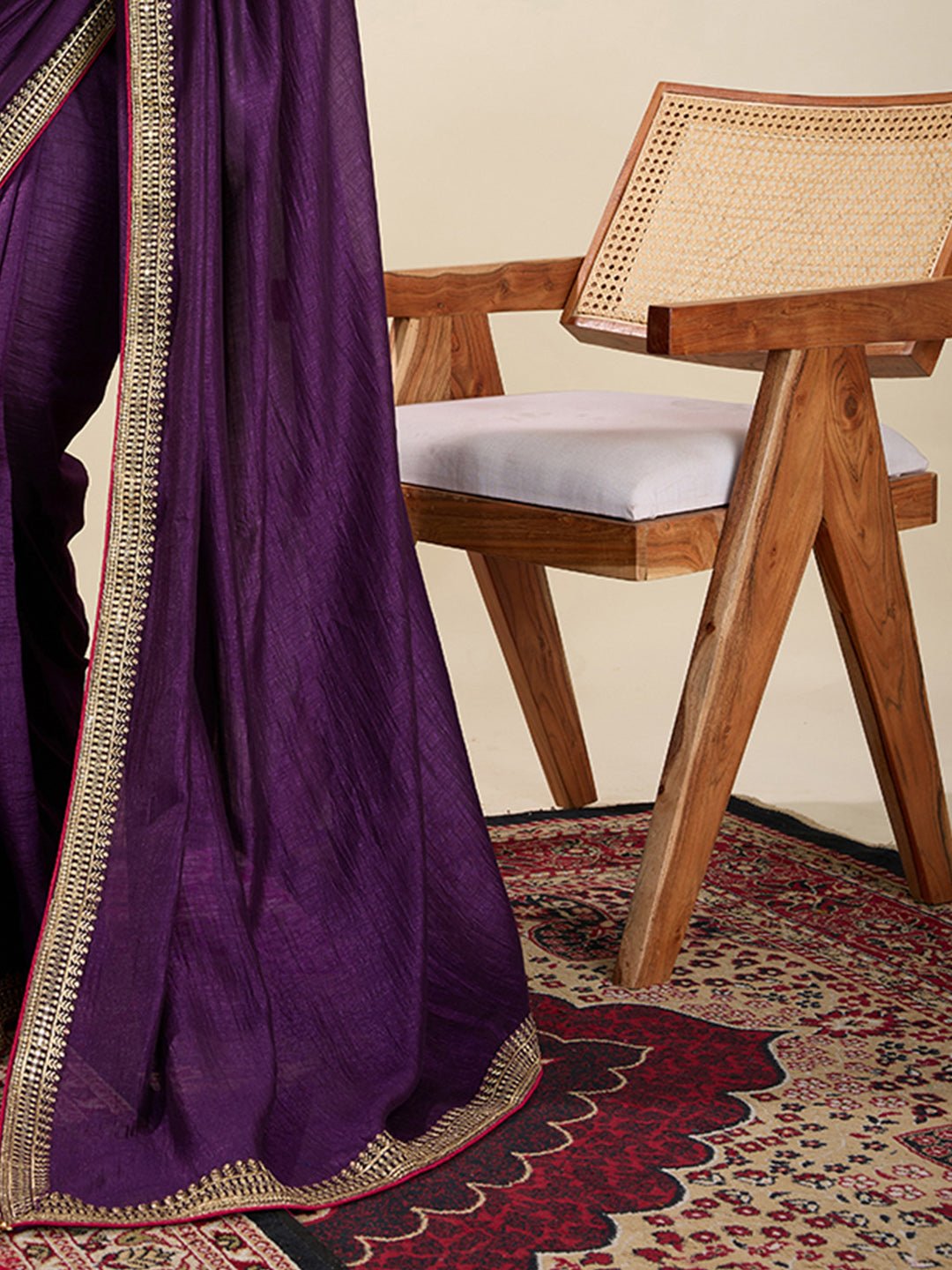 Heritage Violet Silk Blend Saree - Ressa