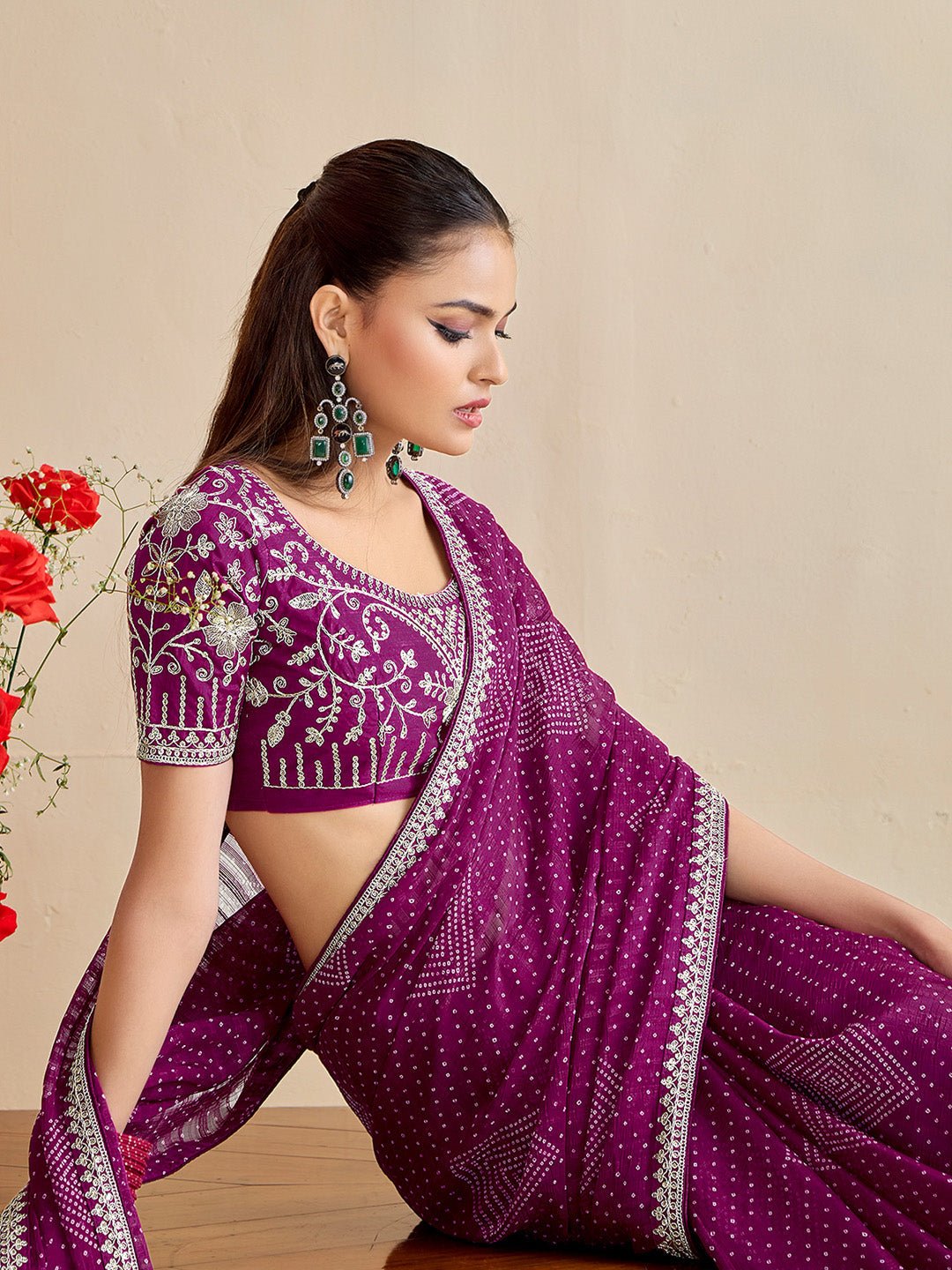 Heritage Violet Silk Blend Saree - Ressa