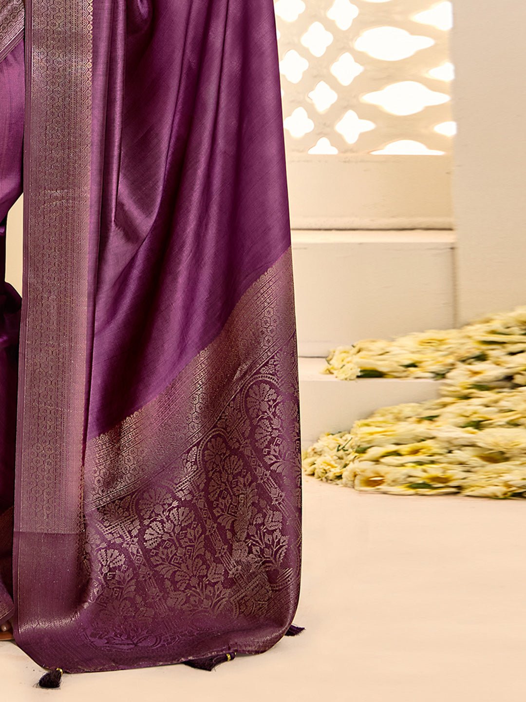 Heritage Violet Silk Blend Saree - Ressa
