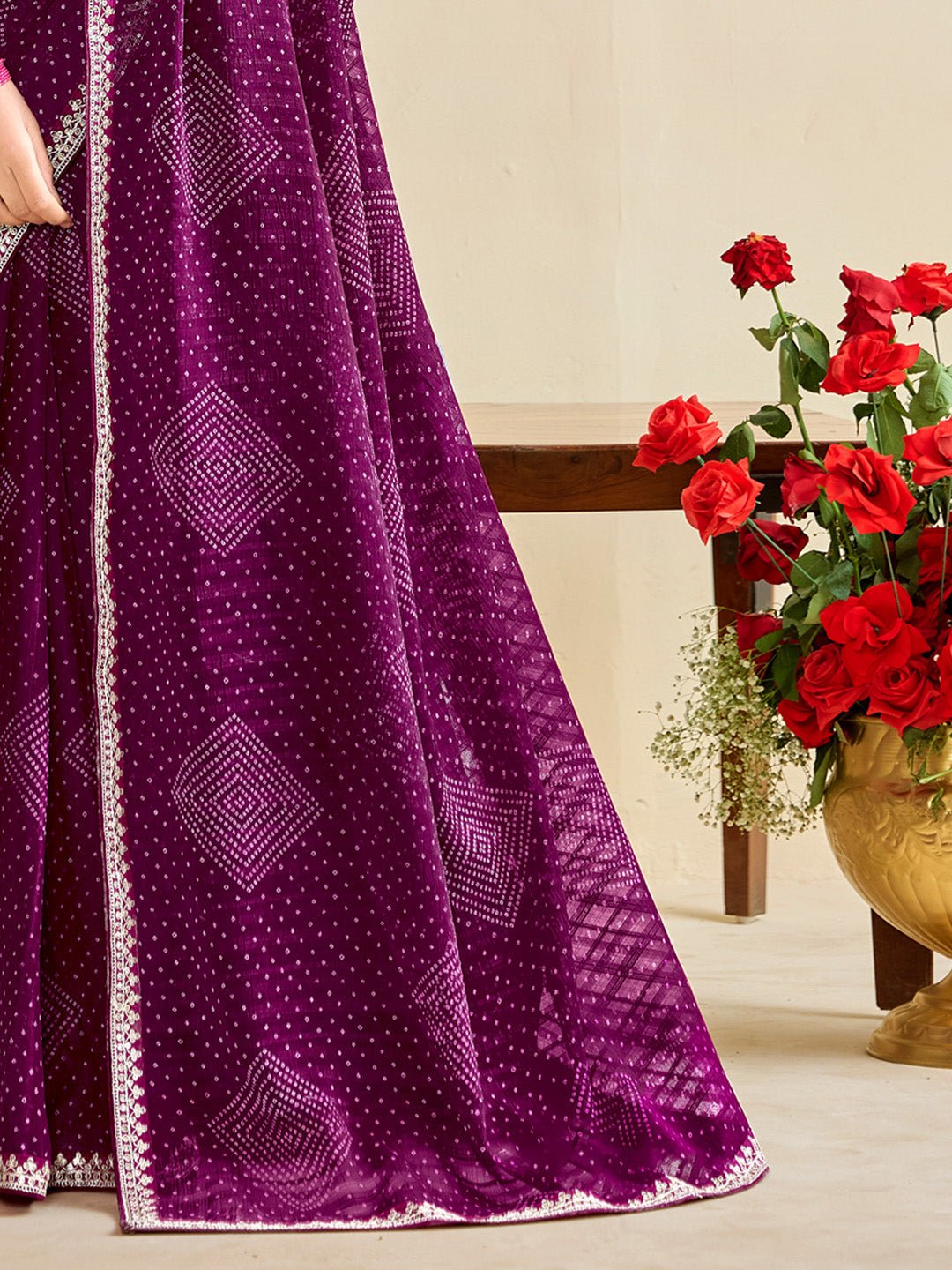 Heritage Violet Silk Blend Saree - Ressa