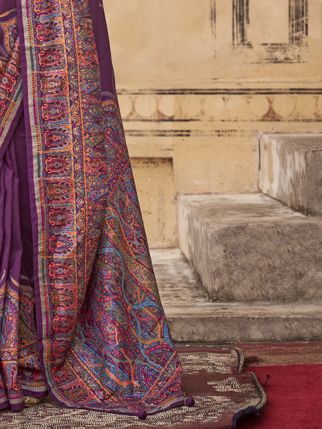 Heritage Violet Silk Blend Saree - Ressa