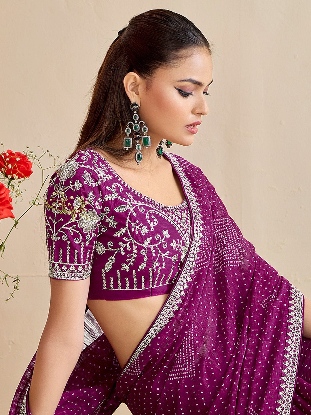 Heritage Violet Silk Blend Saree - Ressa