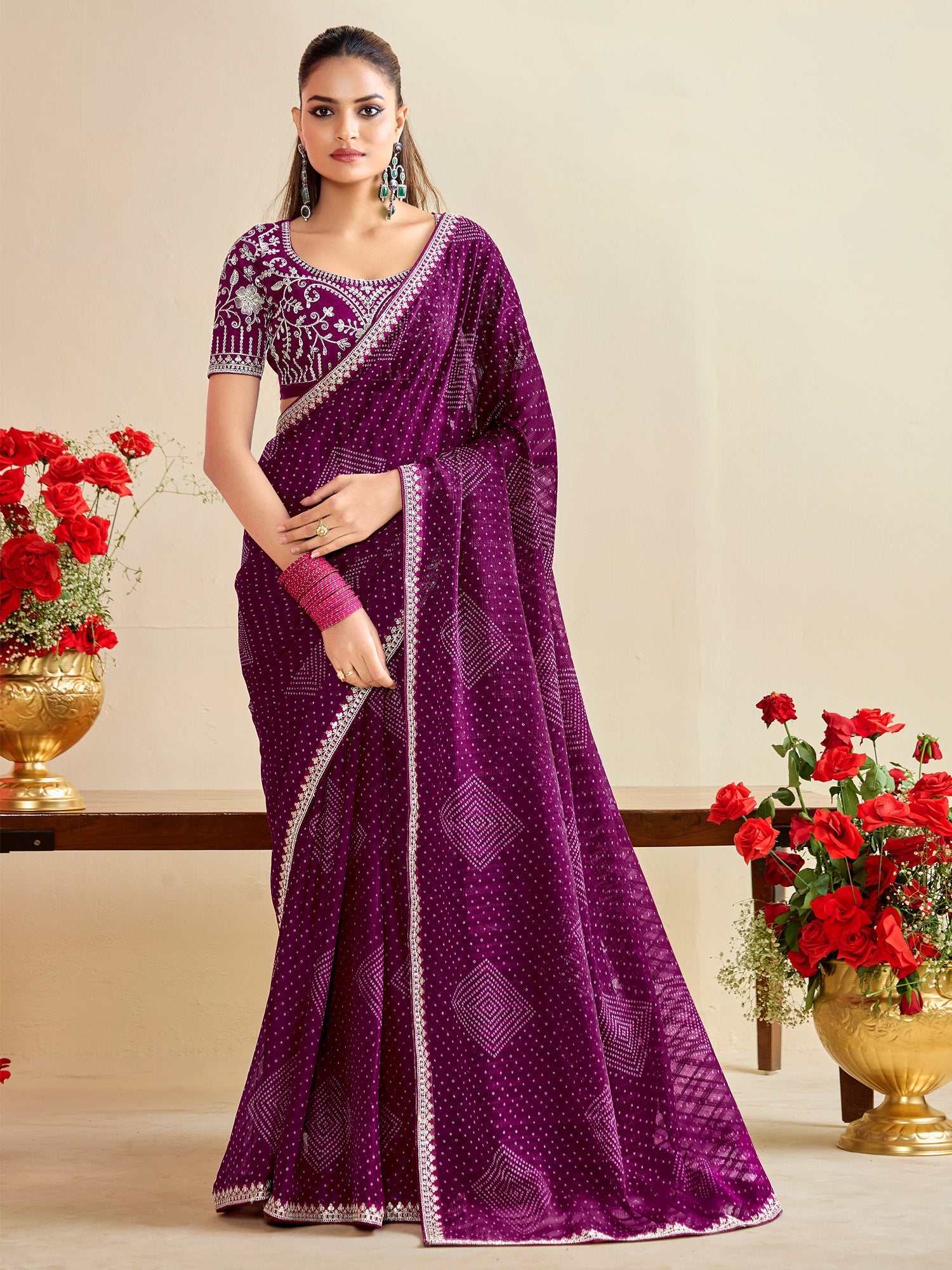 Heritage Violet Silk Blend Saree - Ressa