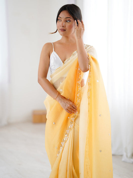 Heritage Yellow Silk Blend Saree - Ressa