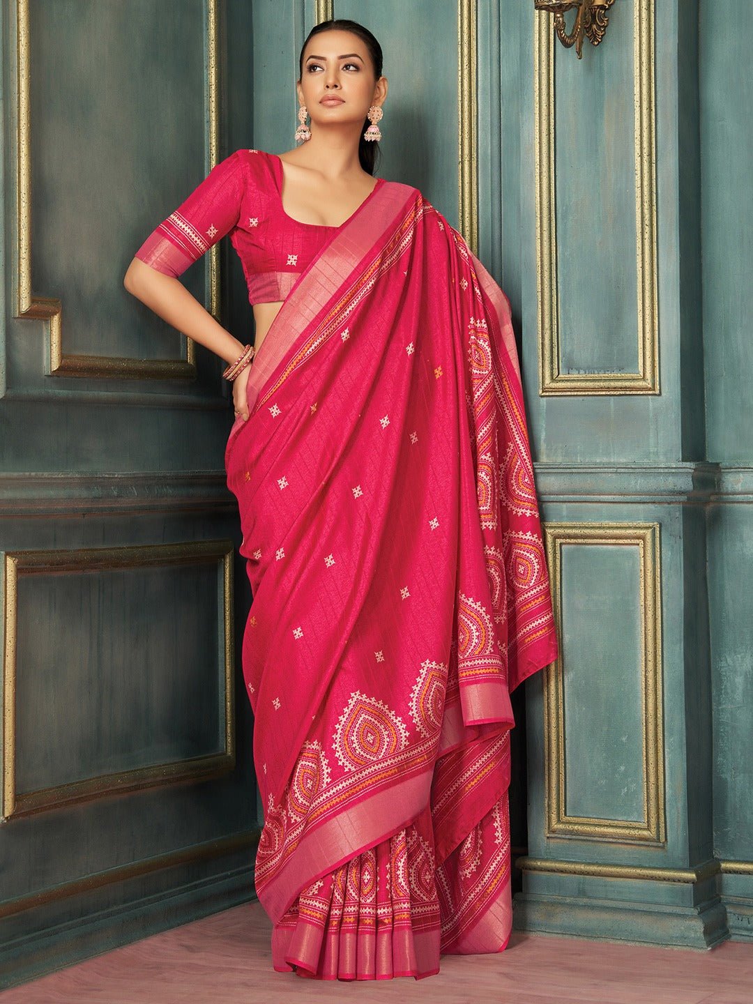 Holland Silk Navy Blue Bandhani Saree - Ressa