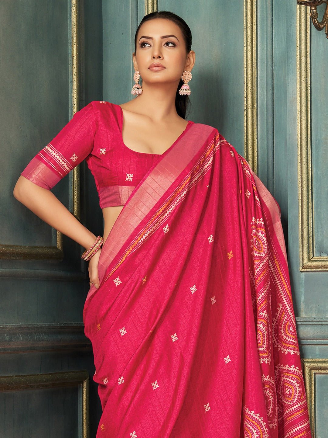 Holland Silk Navy Blue Bandhani Saree - Ressa