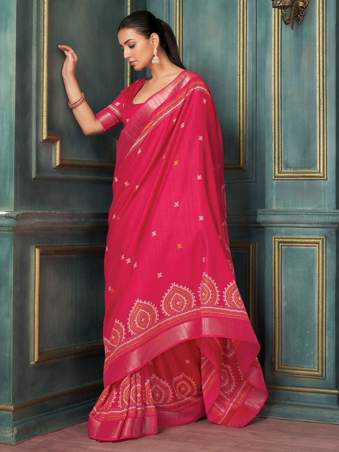 Holland Silk Navy Blue Bandhani Saree - Ressa