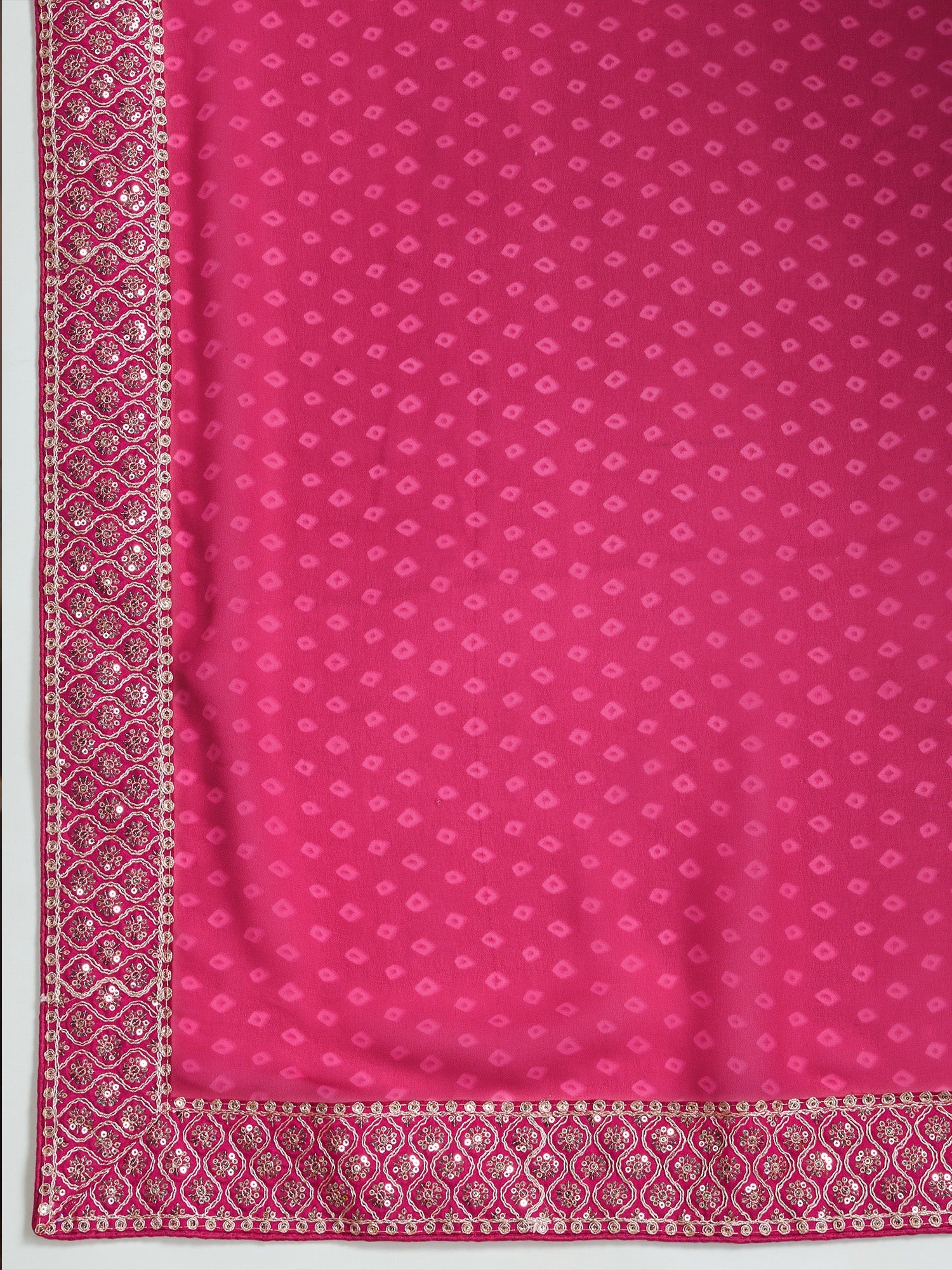 HOT PINK BANDHANI GEORGETTE SAREE - Ressa