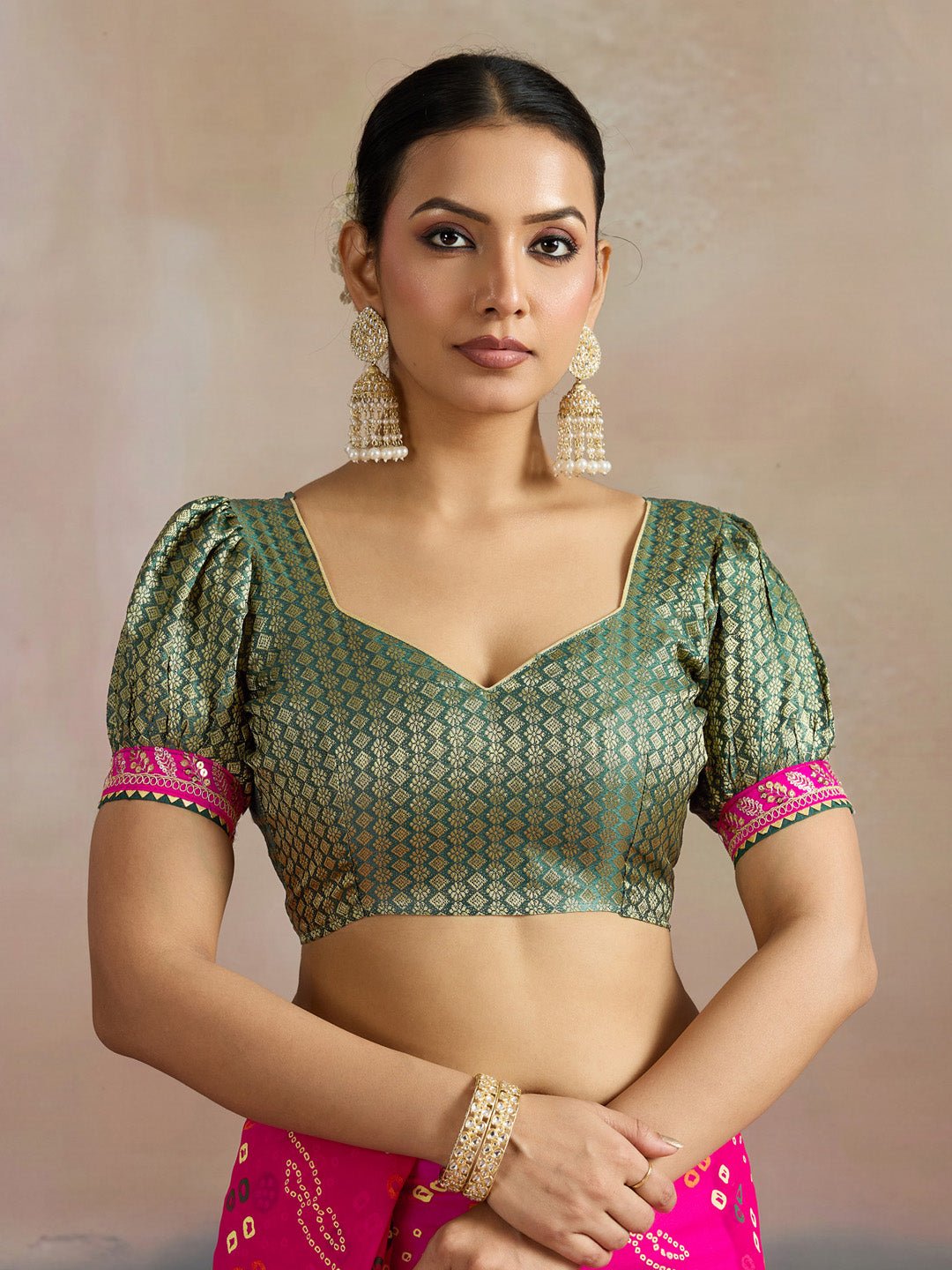 Hot Pink Bandhani Georgette Saree - Ressa