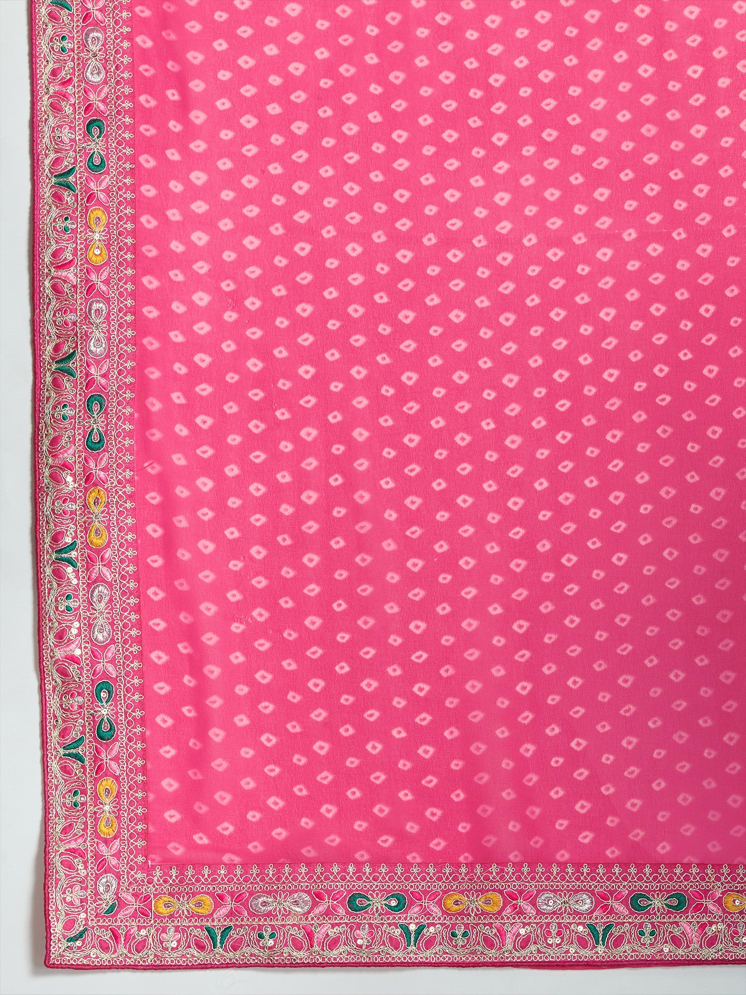 Hot Pink Bhandhni Georgette Saree - Ressa