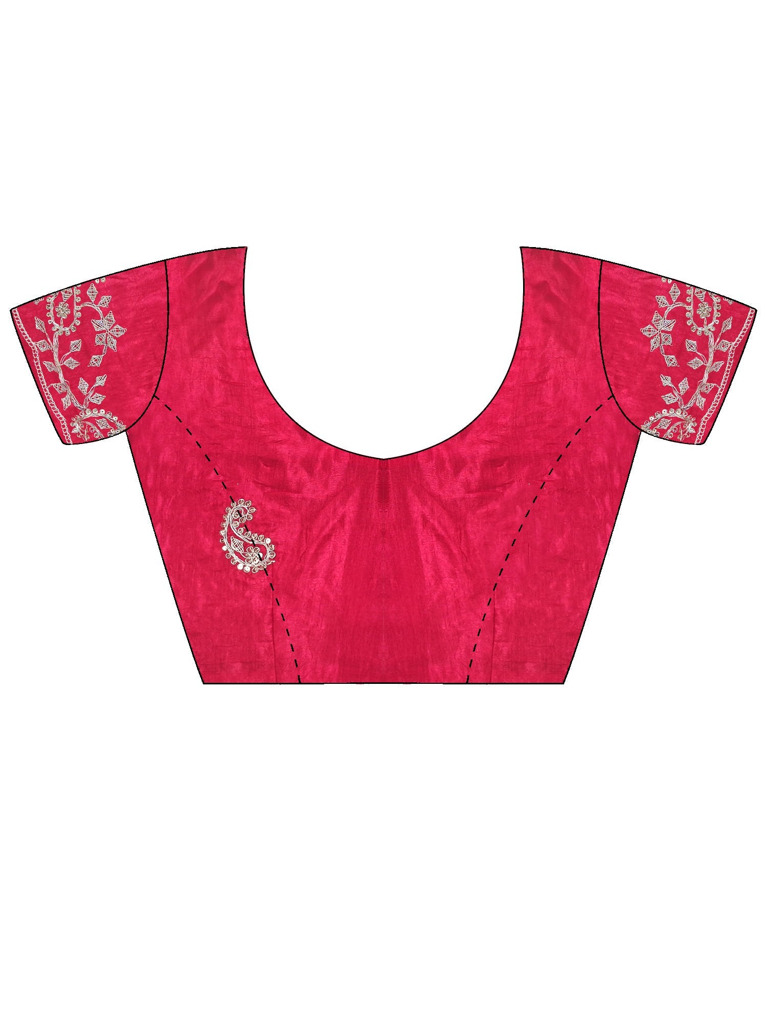 Hot Pink Georgette Saree with Scalloped Embroidery - Ressa