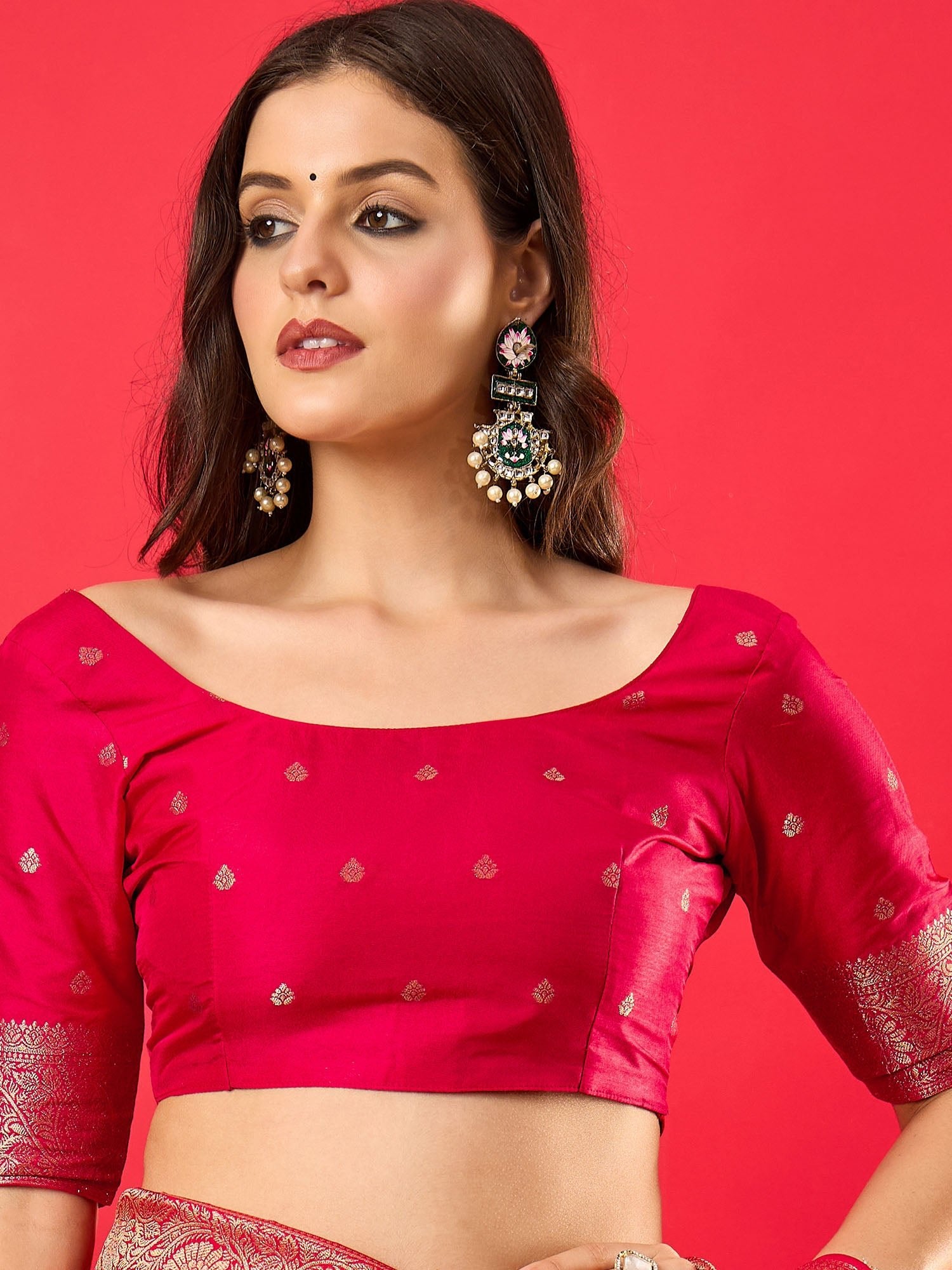 Hot Pink Silk Banarasi Style Zari Woven Saree - Ressa