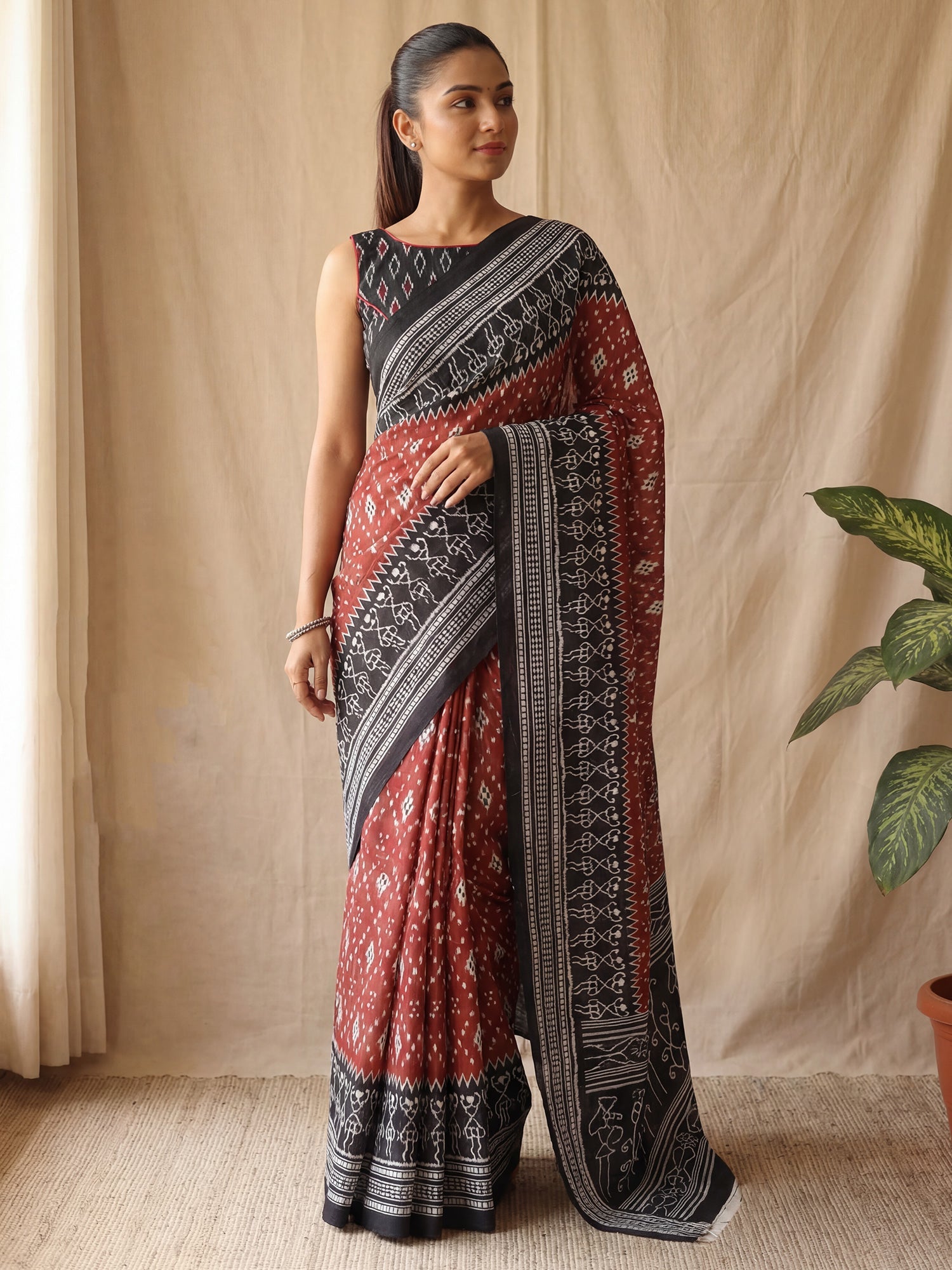 Ikat Patola Print : Cotton Mulmul Saree - Ressa
