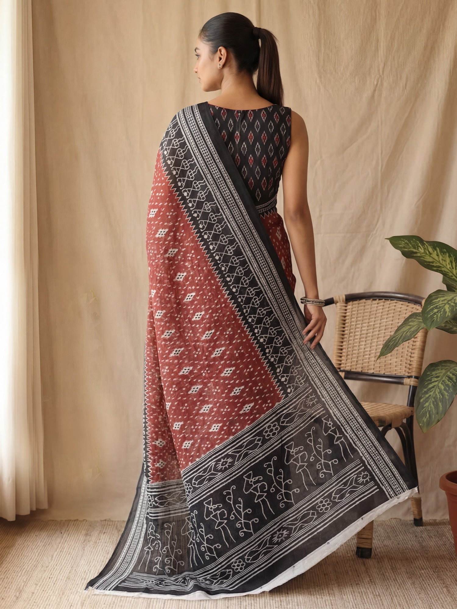 Ikat Patola Print : Cotton Mulmul Saree - Ressa