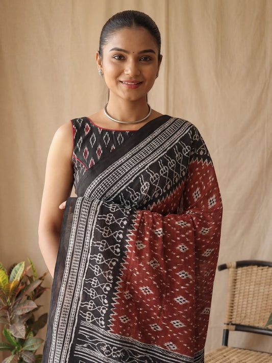 Ikat Patola Print : Cotton Mulmul Saree - Ressa