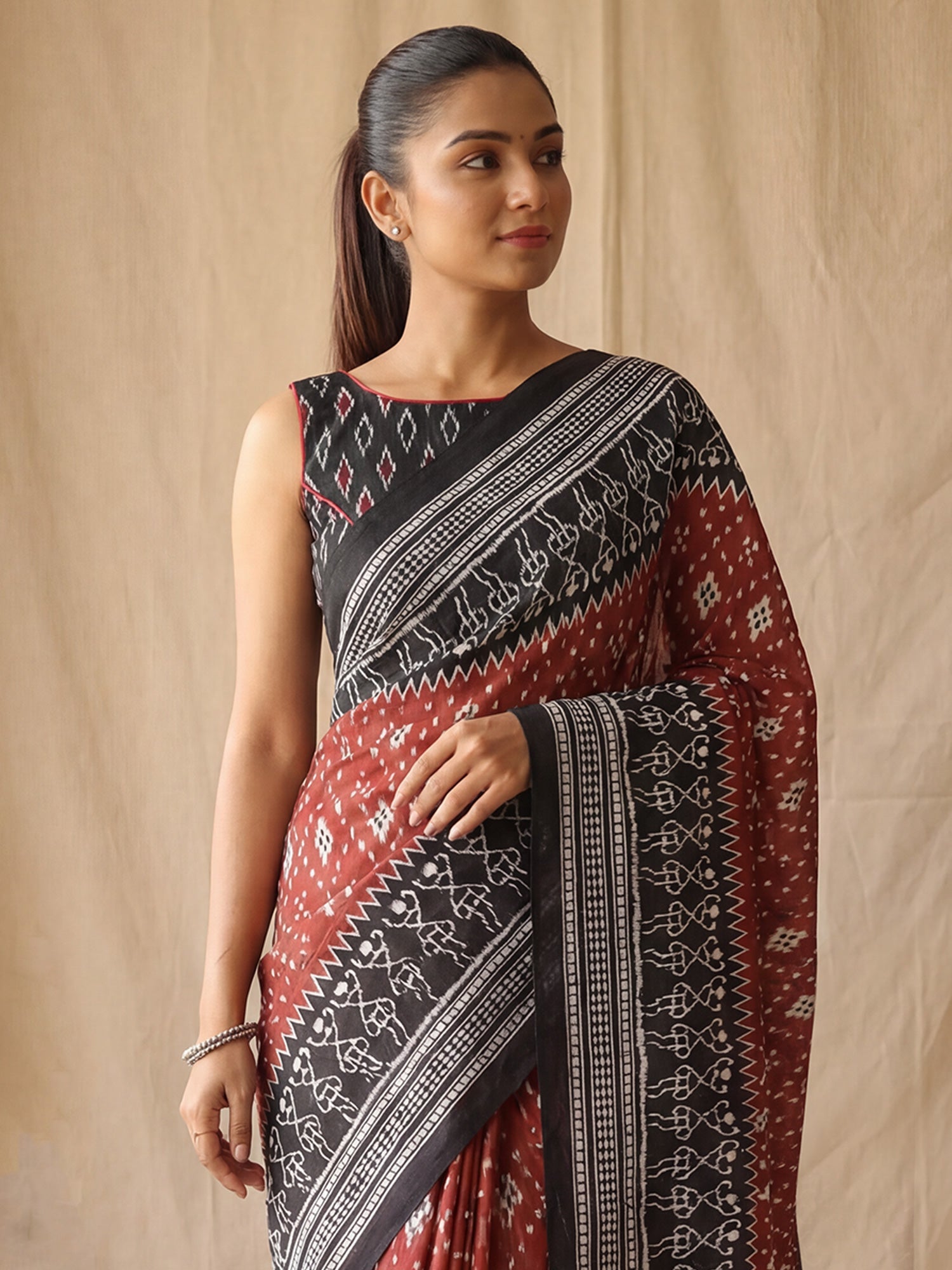 Ikat Patola Print : Cotton Mulmul Saree - Ressa